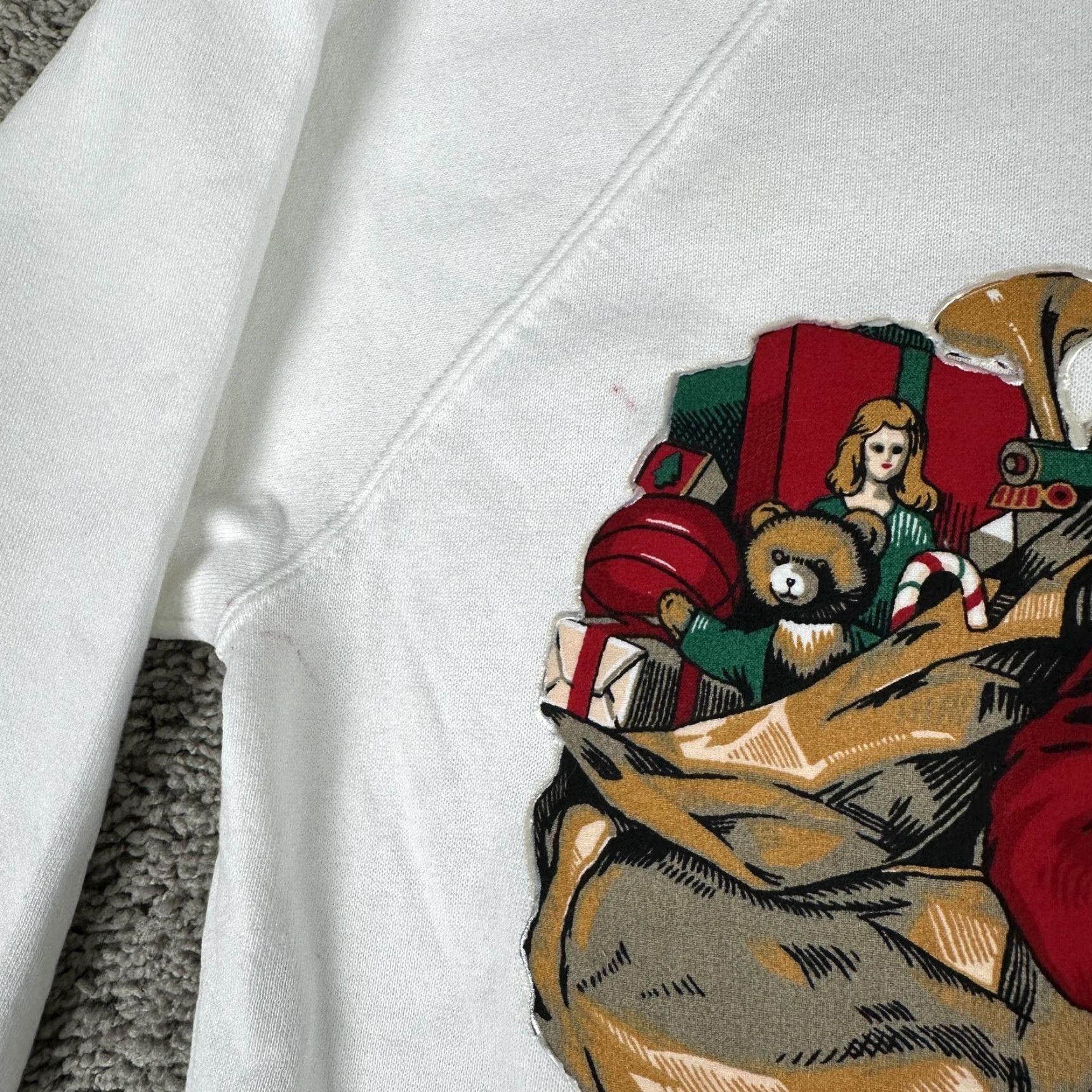 Jerzees VINTAGE Jerzees Sweatshirt Mens M White Santa Claus Graphic Print Christmas 90s USA Crewneck Pullover Size US M / EU 48-50 / 2 - 7 Thumbnail