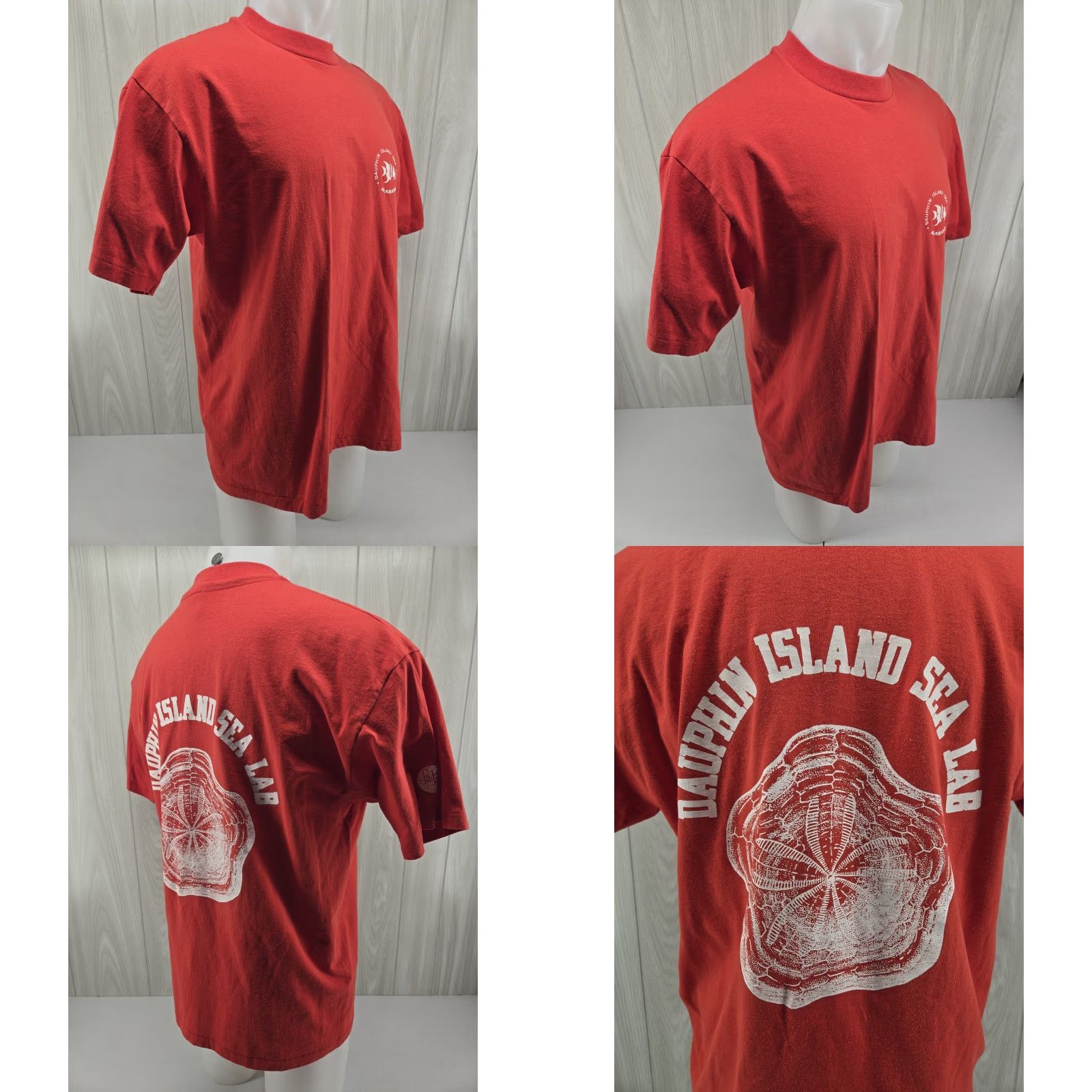 Hanes VINTAGE Hanes Dauphin Island Sea Lab Red Shirt Mens XL Single Stitch Crew Neck Graphic Print Jersey Cotton Short Sleeve All Seasons Size US XL / EU 56 / 4 - 8 Thumbnail