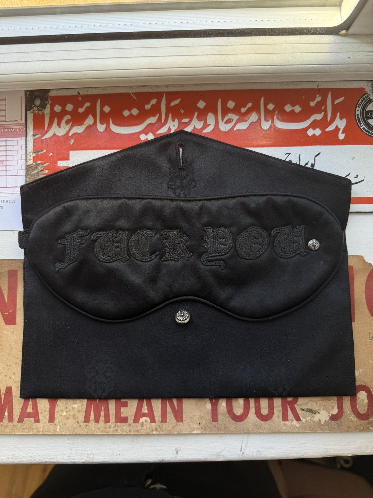 Chrome Hearts 🚭GRAIL🚭EARLY 2000s "FUCK YOU" SILK SLEEPING MASK w/ CASE Size ONE SIZE - 11 Thumbnail