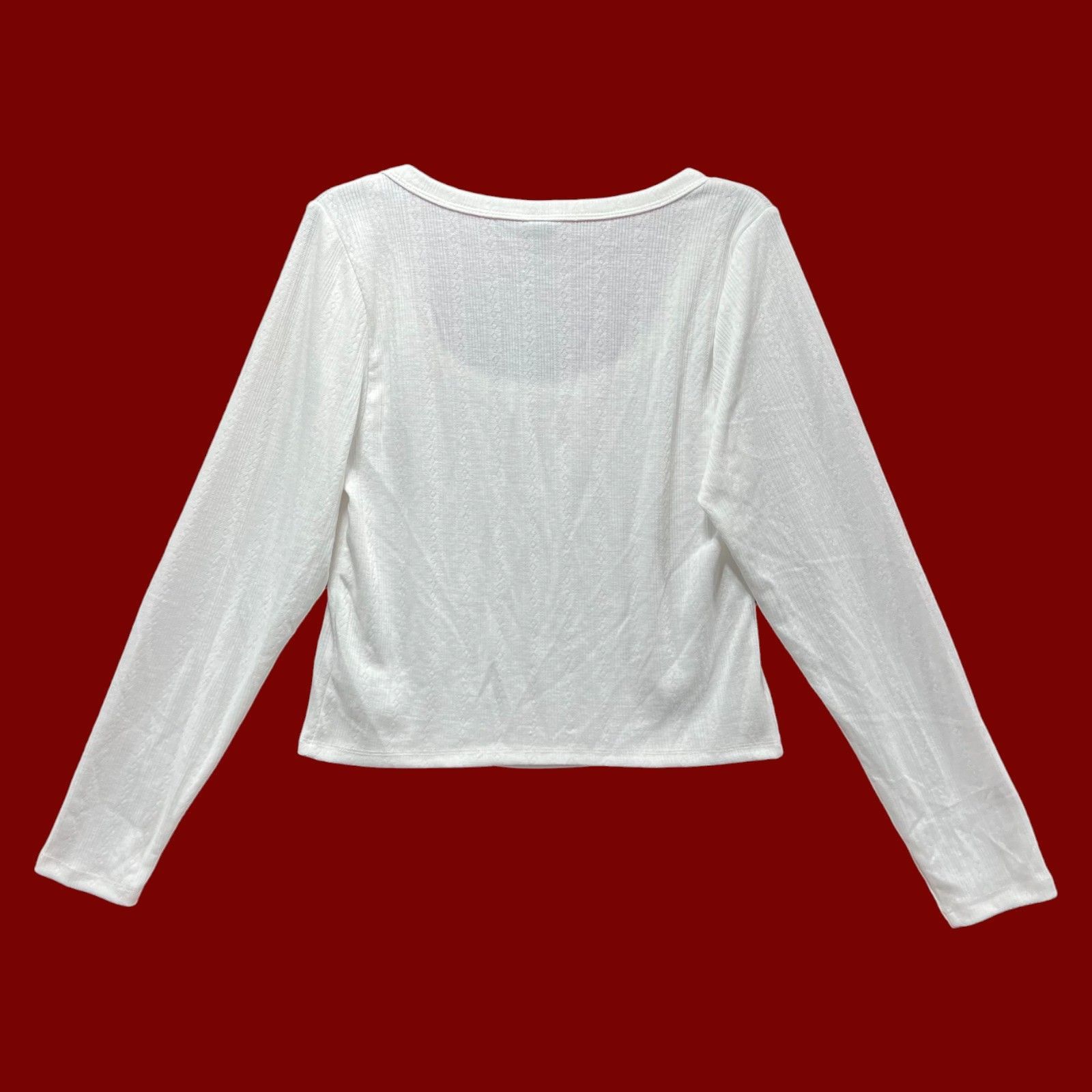 Other Wild Fable - Women's Long Sleeve Pointelle T-Shirt - White - Size XXL / US 16-18 / IT 52-54 - 2 Thumbnail