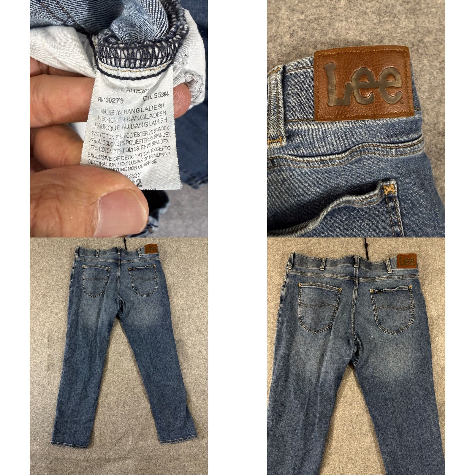 Lee Lee Extreme Motion MVP Jeans Mens 38x32 Blue Denim Straight Fit Tapered Leg Stretch Jeans Mens Regular Waist 37in Blue Denim Size US 38 / EU 54 - 8 Thumbnail