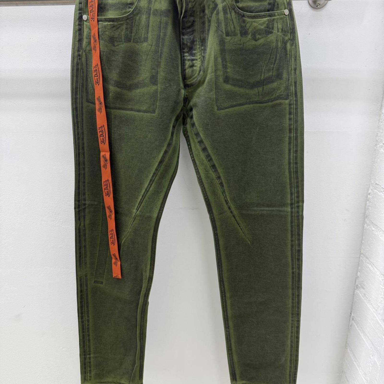 Von Dutch Paris Green Denim Jeans W36 L34 Logo on Back
