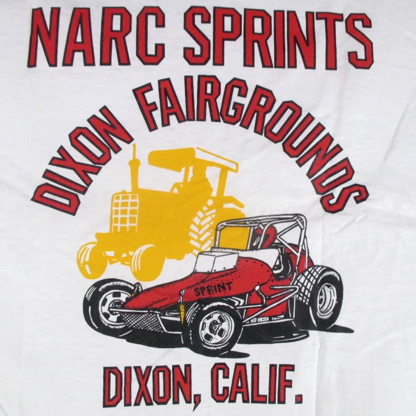 Hanes VINTAGE Hanes T-Shirt 80s S White 100% Cotton Mens NARC SPRINT CAR RACING Dixon California Shirt Mens XS/S Fits Like Small 1980s 90s Size US S / EU 44-46 / 1 - 5 Thumbnail