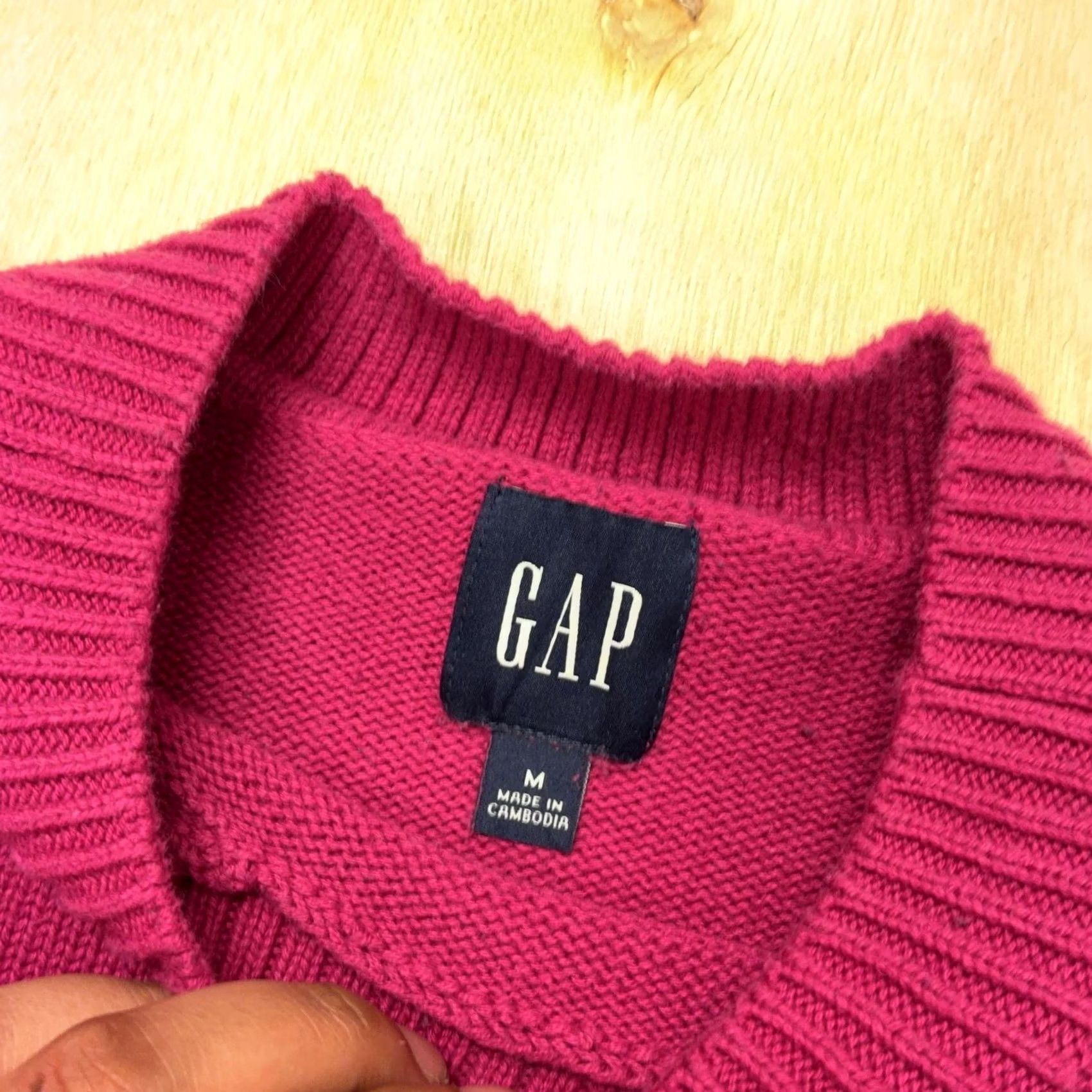Gap Gap Sweater Womens Medium Pink Crew Neck Ribbed Hem Knit Pullover Tight-Knit Size M / US 6-8 / IT 42-44 - 3 Thumbnail