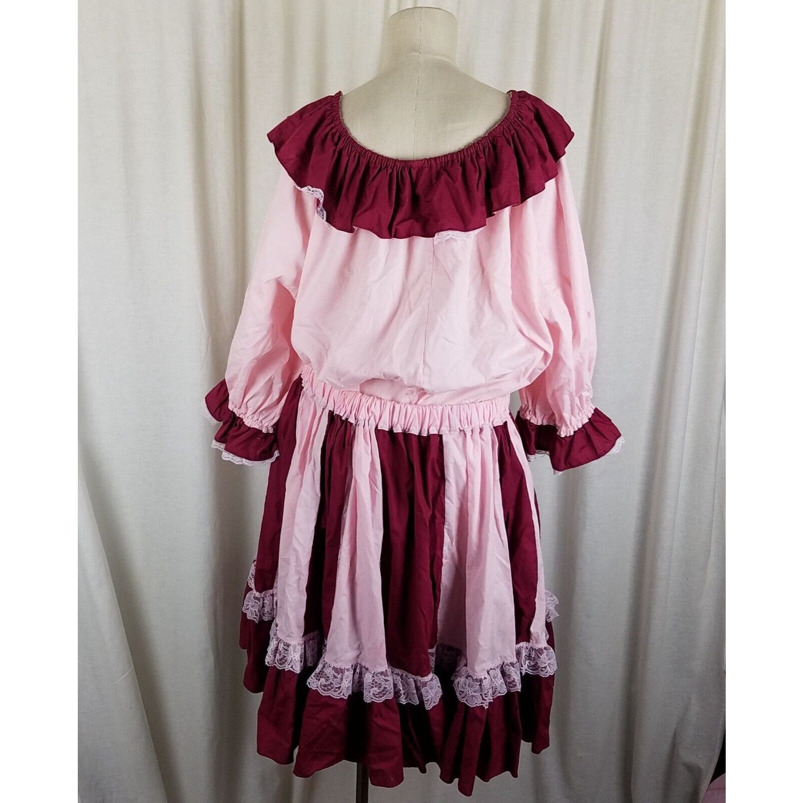 Handmade Vtg Square Dance Dress 2 Pc Skirt Blouse Top Set Outfit XL Size XL / US 12-14 / IT 48-50 - 4 Thumbnail