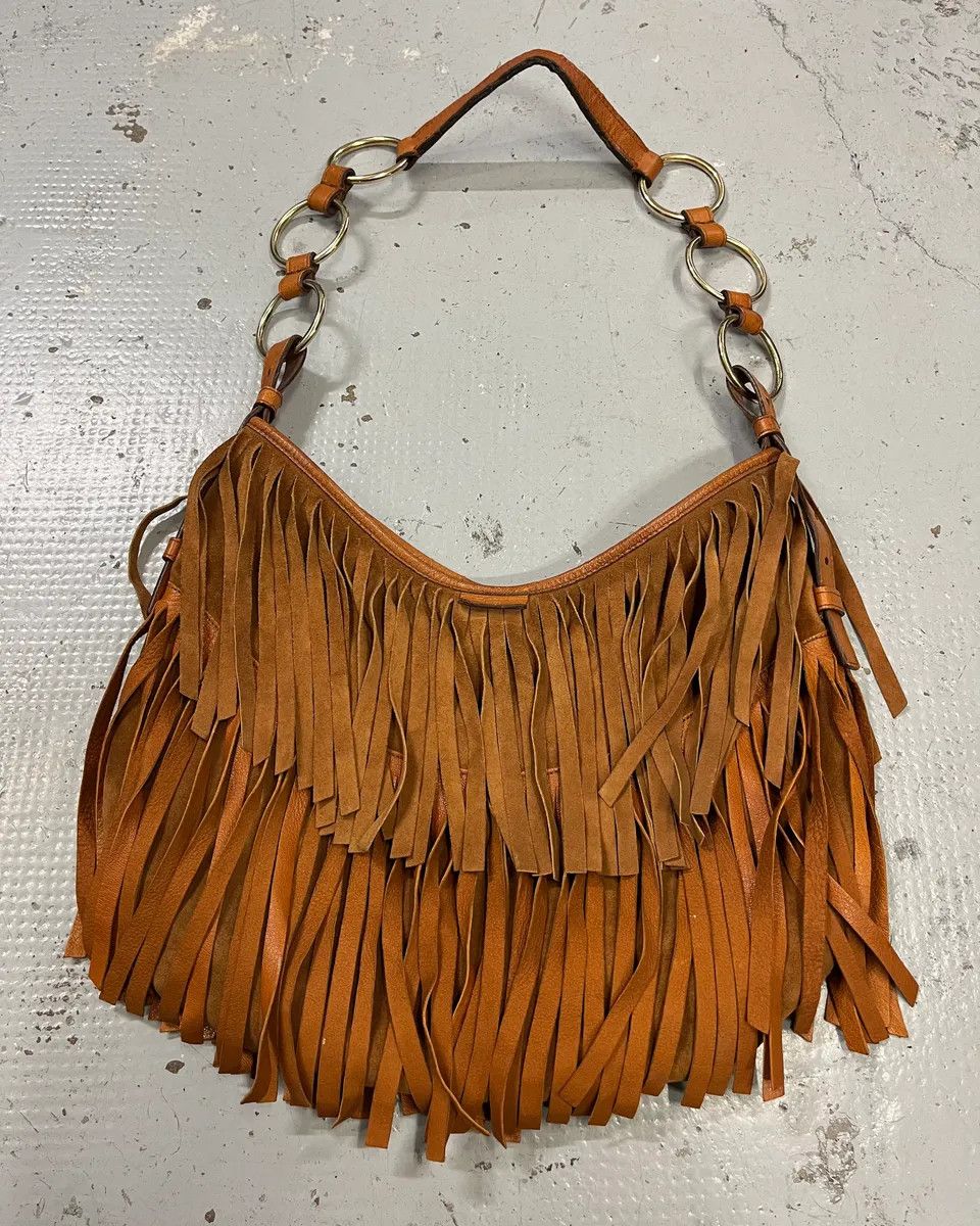 Yves Saint Laurent Yves Saint Laurent Camel Suede Layered Fringe Hobo Bag Size ONE SIZE - 7 Thumbnail