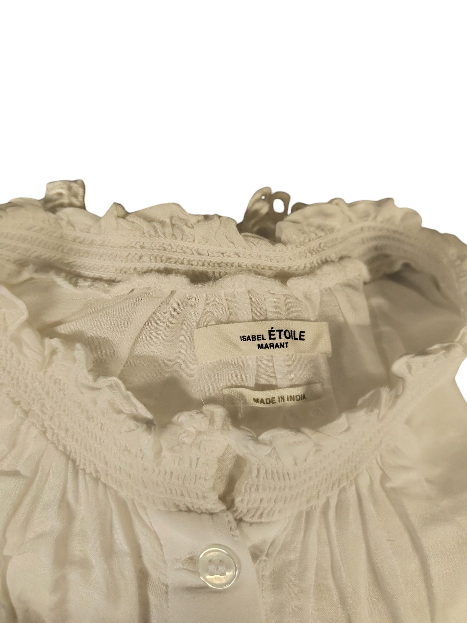 Isabel Marant Etoile White Cotton Laced Poplin Shirt Size XS / US 0-2 / IT 36-38 - 4 Thumbnail