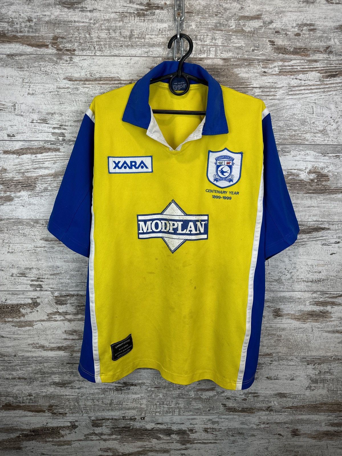 Vintage Mens Vintage XARA Cardiff City T-shirt soccer jersey 98-00 Size US XL / EU 56 / 4 - 1 Thumbnail