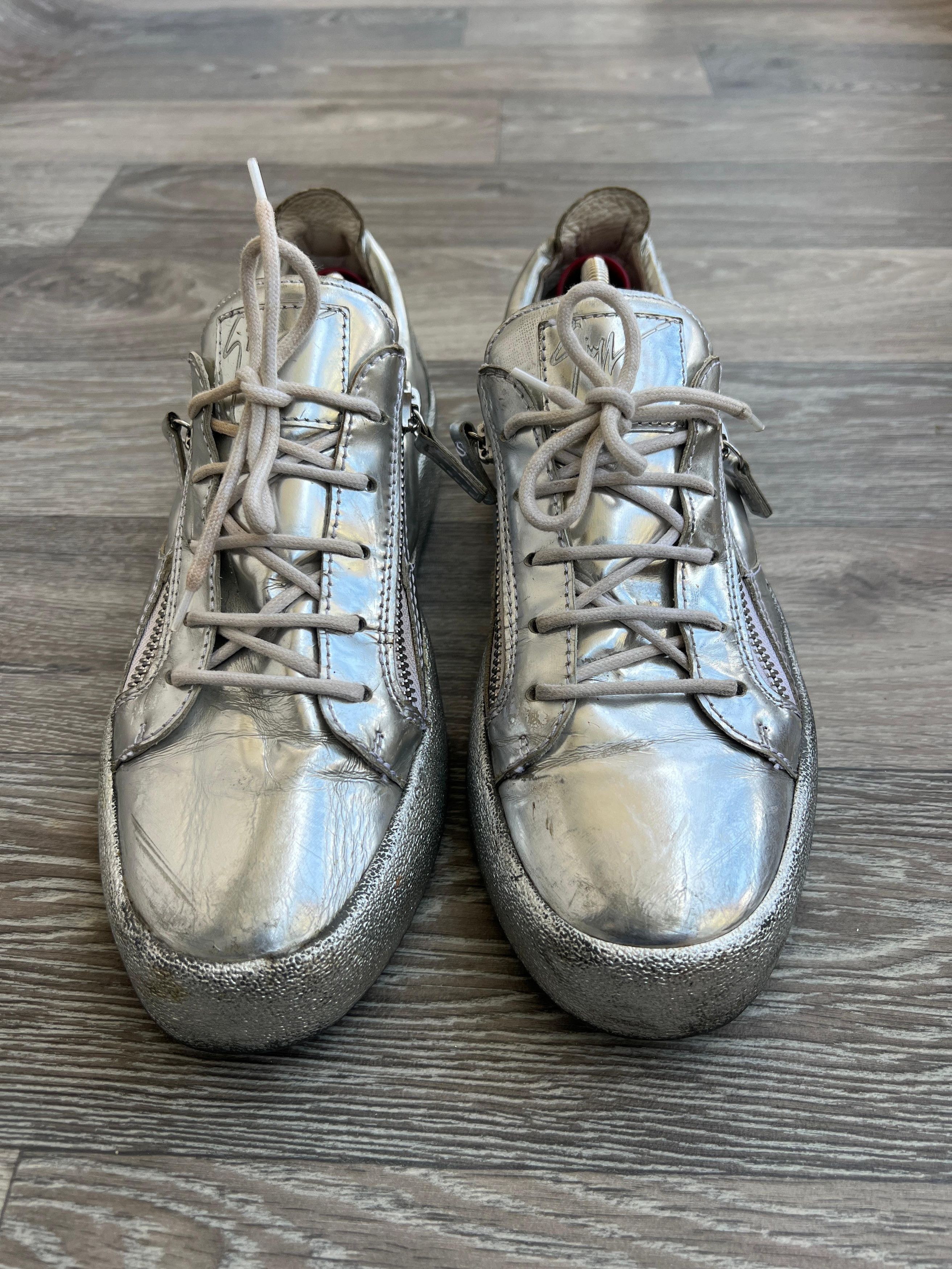 Giuseppe Zanotti Giuseppe Zanotti Frankie Metallic Leather Sneakers Sz 44 Size US 11 / EU 44 - 4 Thumbnail