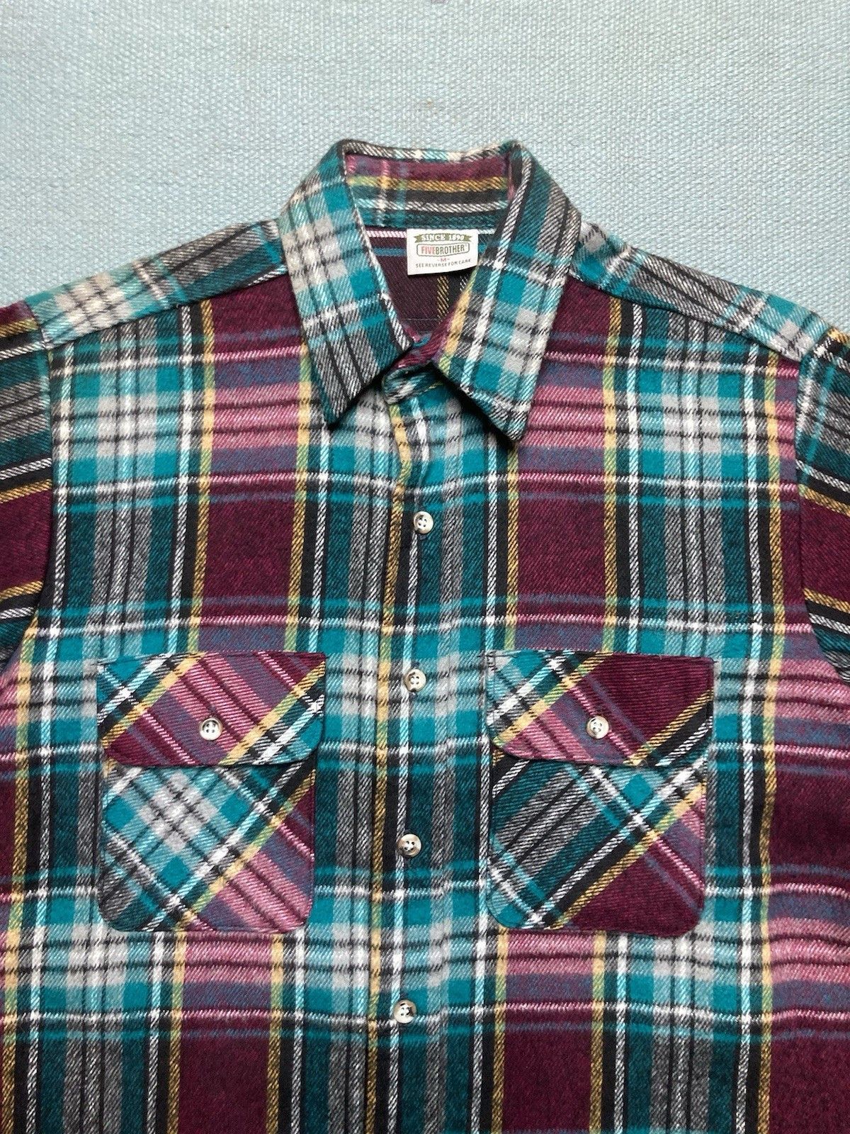 Vintage Vintage five brother flannel shirt woven cotton plaid medium Size US M / EU 48-50 / 2 - 2 Thumbnail