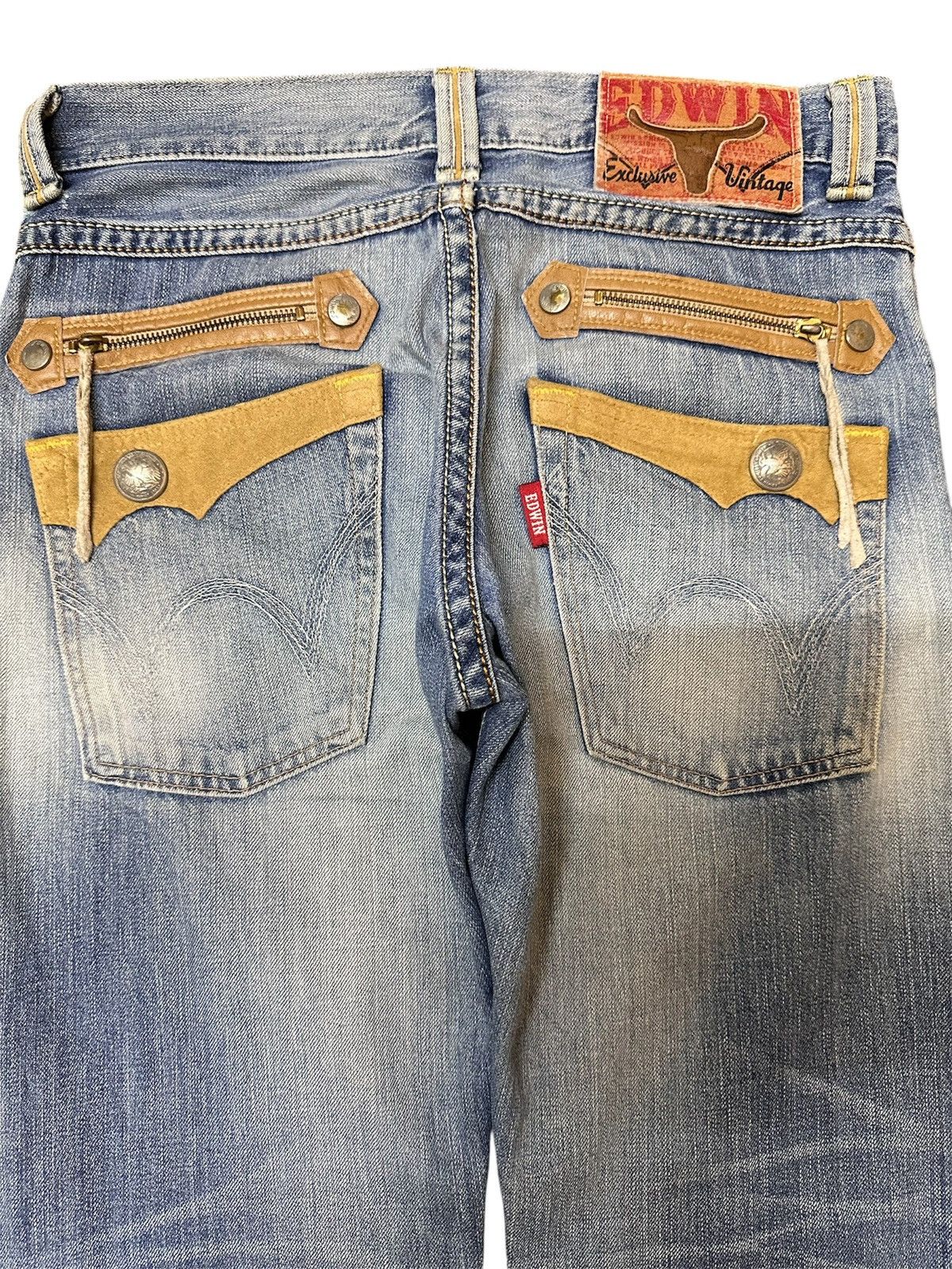 Edwin Edwin XV Leather Trimmed Whiskers Jeans Japan Made Size US 32 / EU 48 - 15 Thumbnail