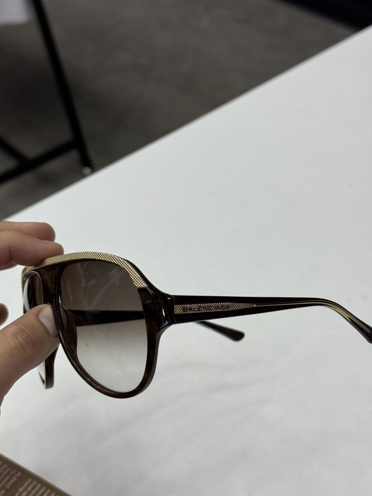 Balenciaga Balenciaga Aviator Sunglasses Brown Size ONE SIZE - 2 Thumbnail