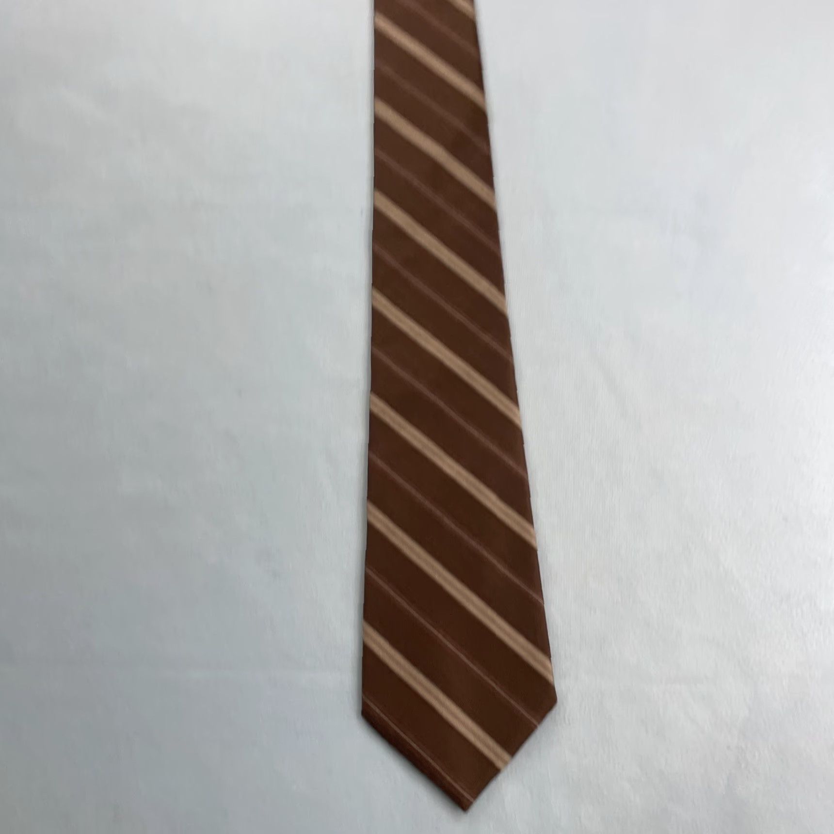 Vintage VINTAGE Imported Fabric All Silk Repp Tie Brown Western Striped Regiment vtg USA 3.2x55 Capsule Necktie Size ONE SIZE - 5 Thumbnail