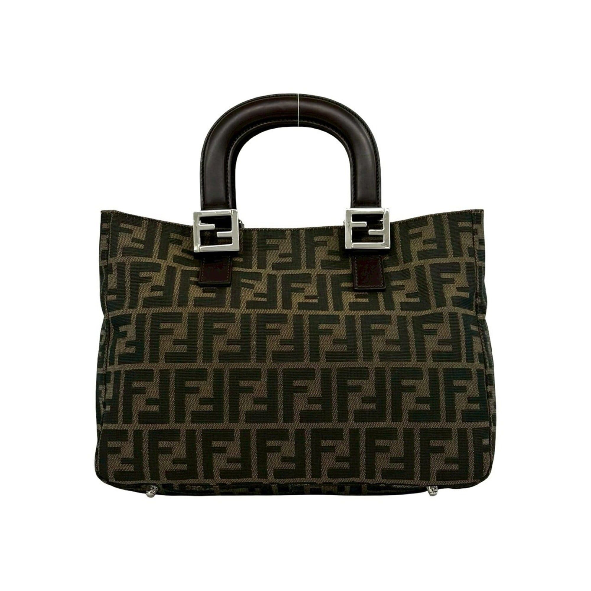 Fendi FENDI Vintage Zucca FF Pattern Canvas Leather Genuine Handbag Tote Bag Brown Black 20077 Size ONE SIZE - 1 Thumbnail
