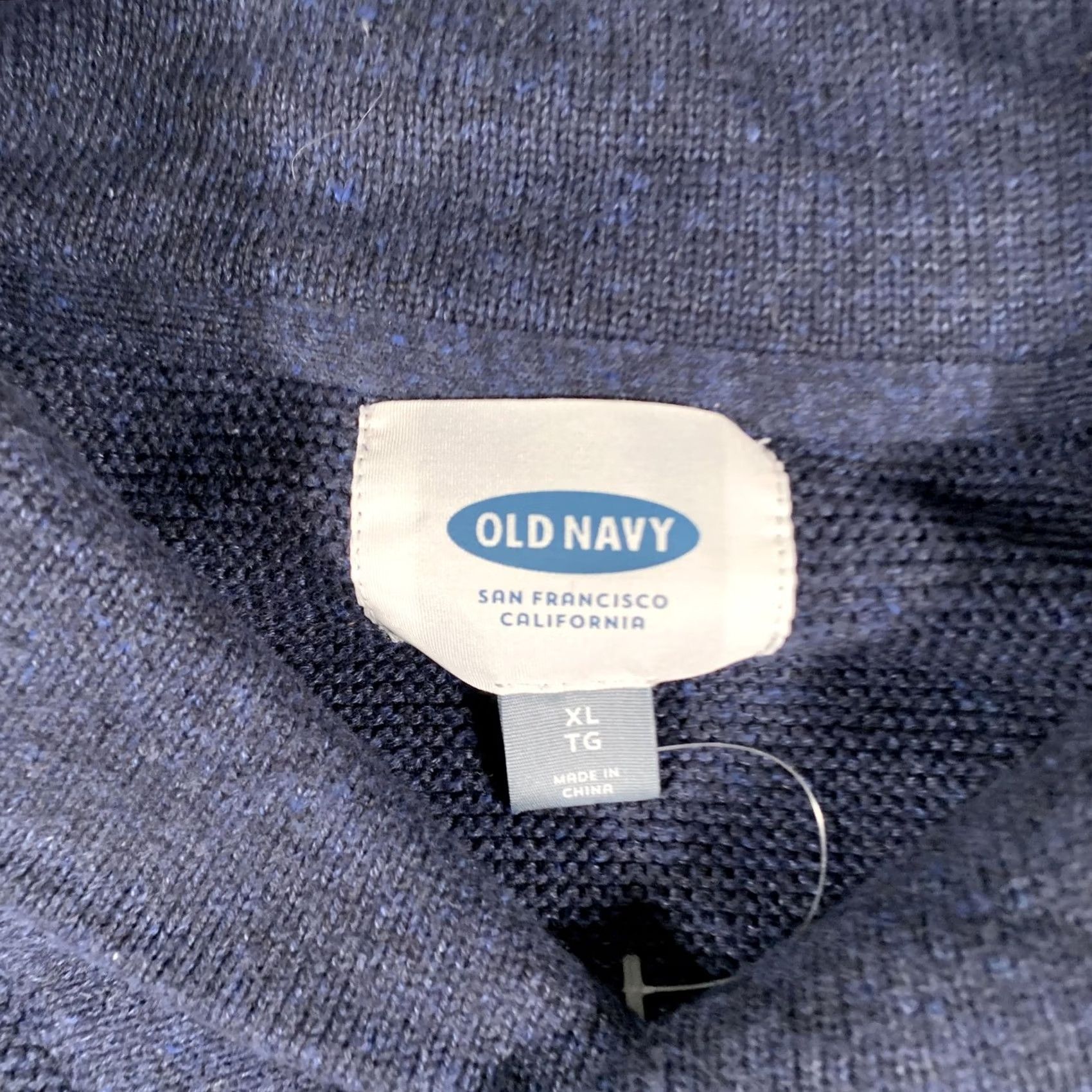 Old Navy Old Navy Sweater Mens XL Navy Blue Stripe Shawl Collar Cotton Knit Pullover Size US XL / EU 56 / 4 - 4 Thumbnail