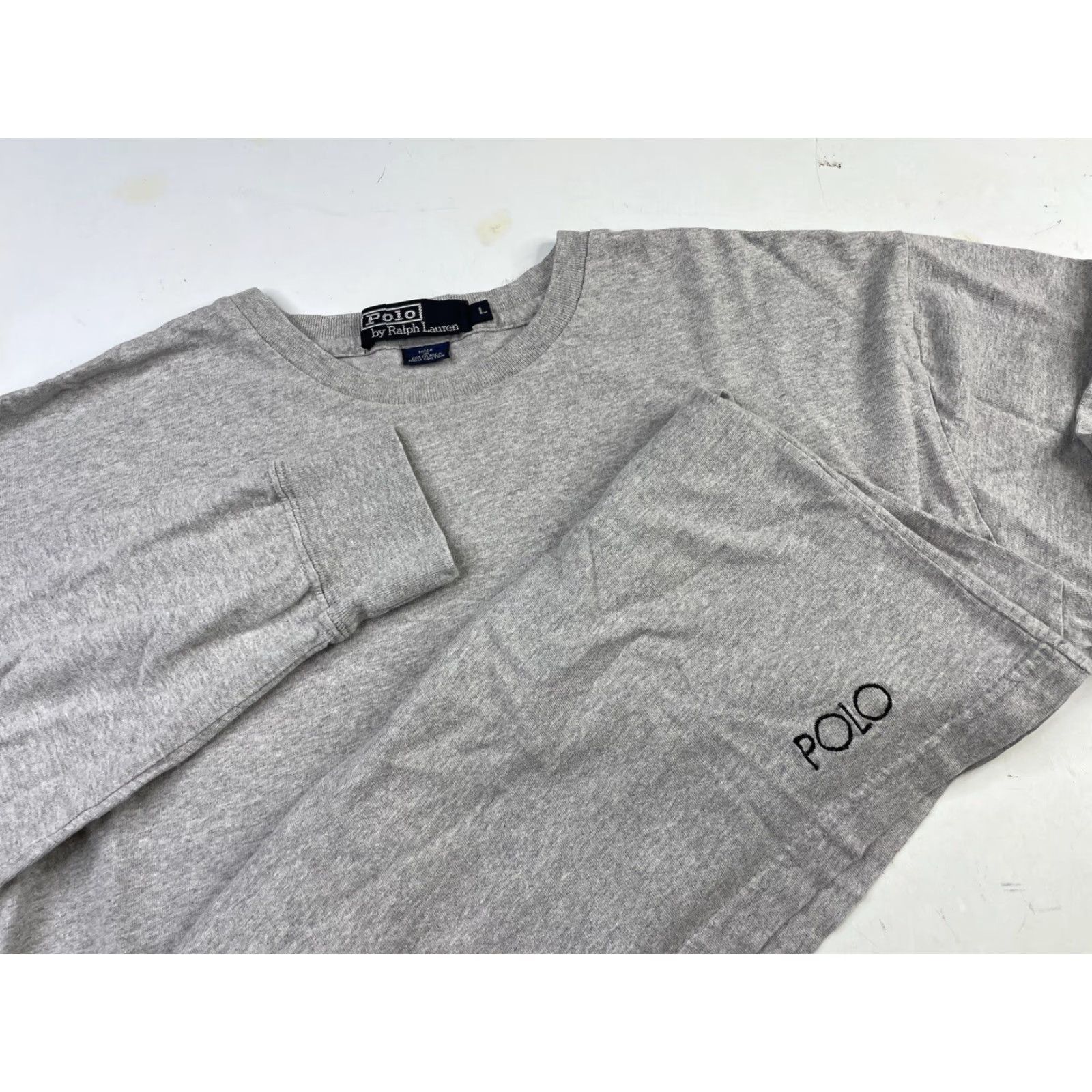Polo Ralph Lauren VINTAGE Polo Ralph Lauren Long Sleeve T Shirt Mens Large Gray Spell Out Shirt Regular Crew Neck USA 90s Size US L / EU 52-54 / 3 - 2 Thumbnail