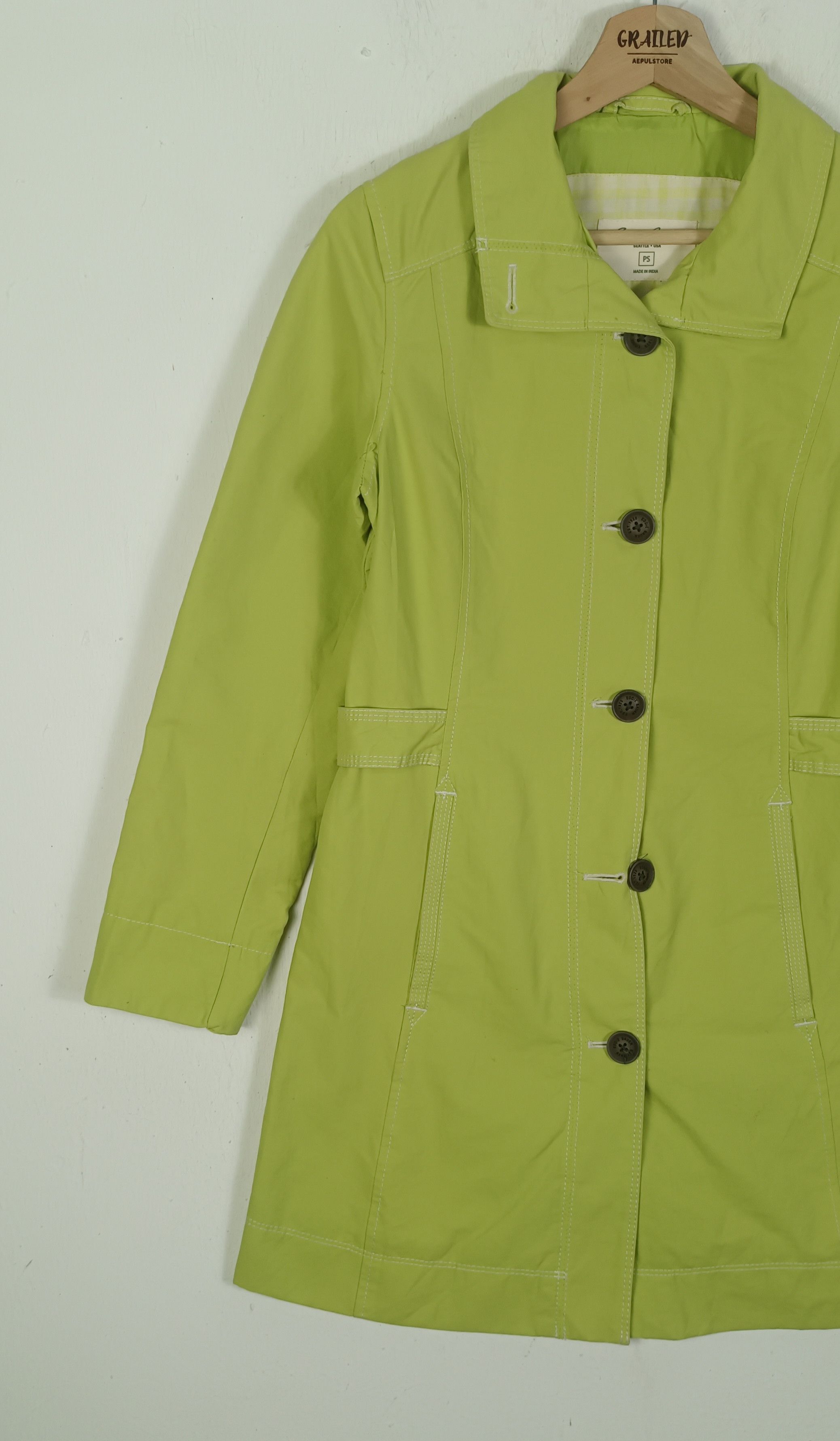 Eddie Bauer Eddie Bauer Seattle USA Lime Green Trench Coat Size S / US 4 / IT 40 - 3 Thumbnail