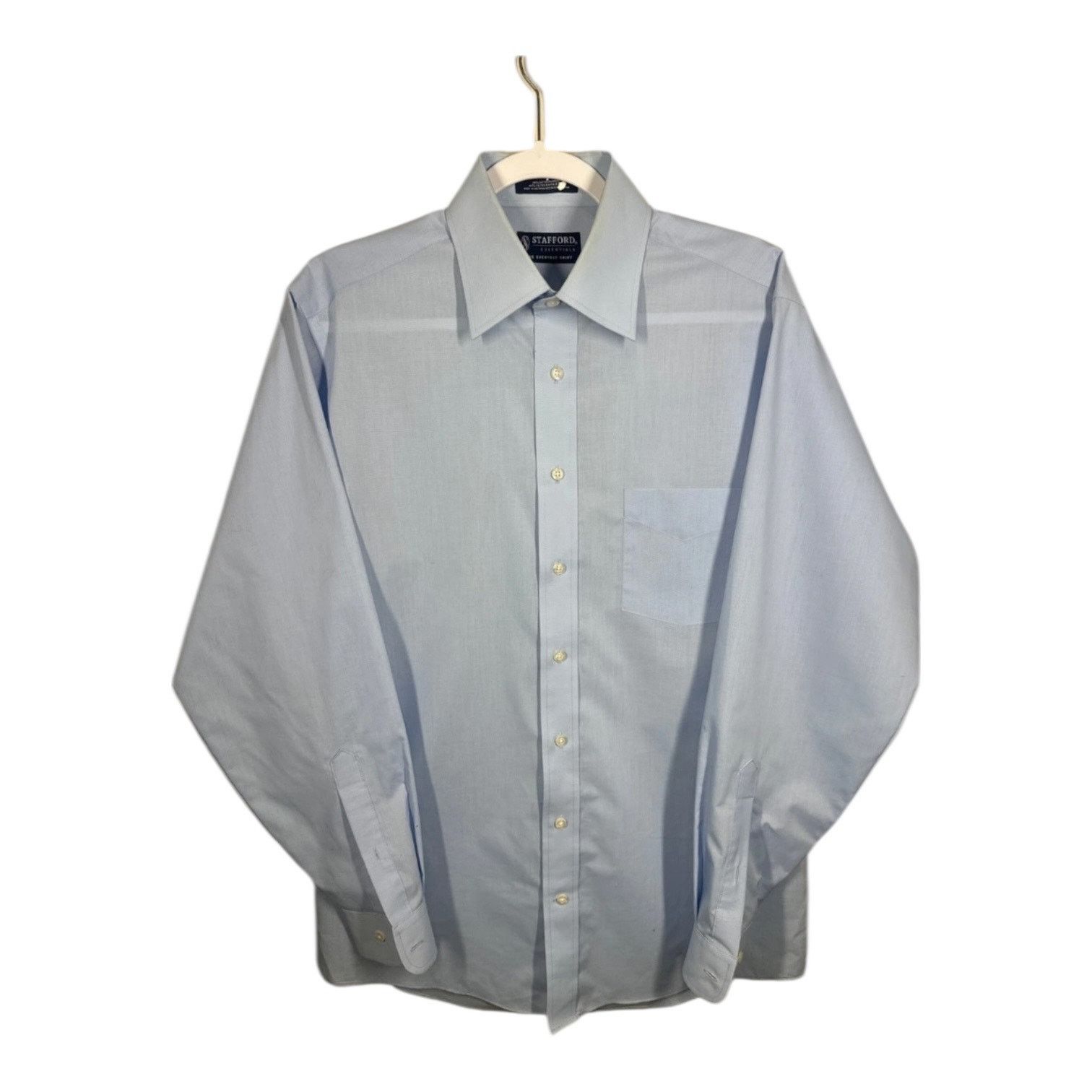 Stafford Stafford Light Blue Dress Shirt Mens M Button Down Size US M / EU 48-50 / 2 - 1 Thumbnail