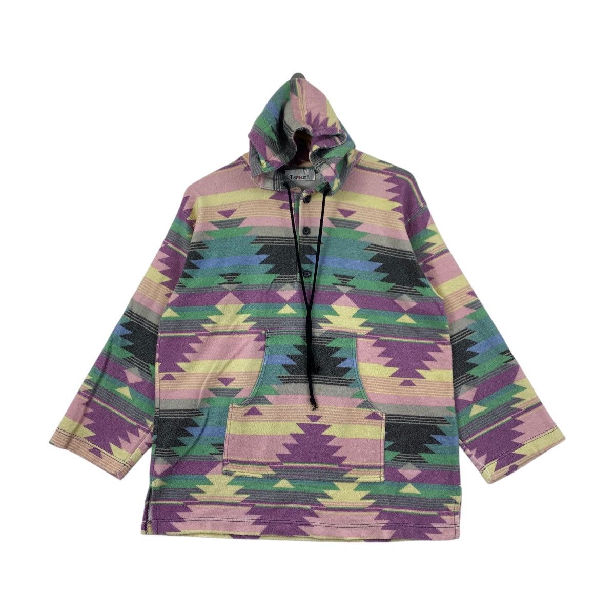 Vintage Vintage 90s T.Wear Navajo Hoodie Baja Style Native Size US S / EU 44-46 / 1 - 1 Thumbnail