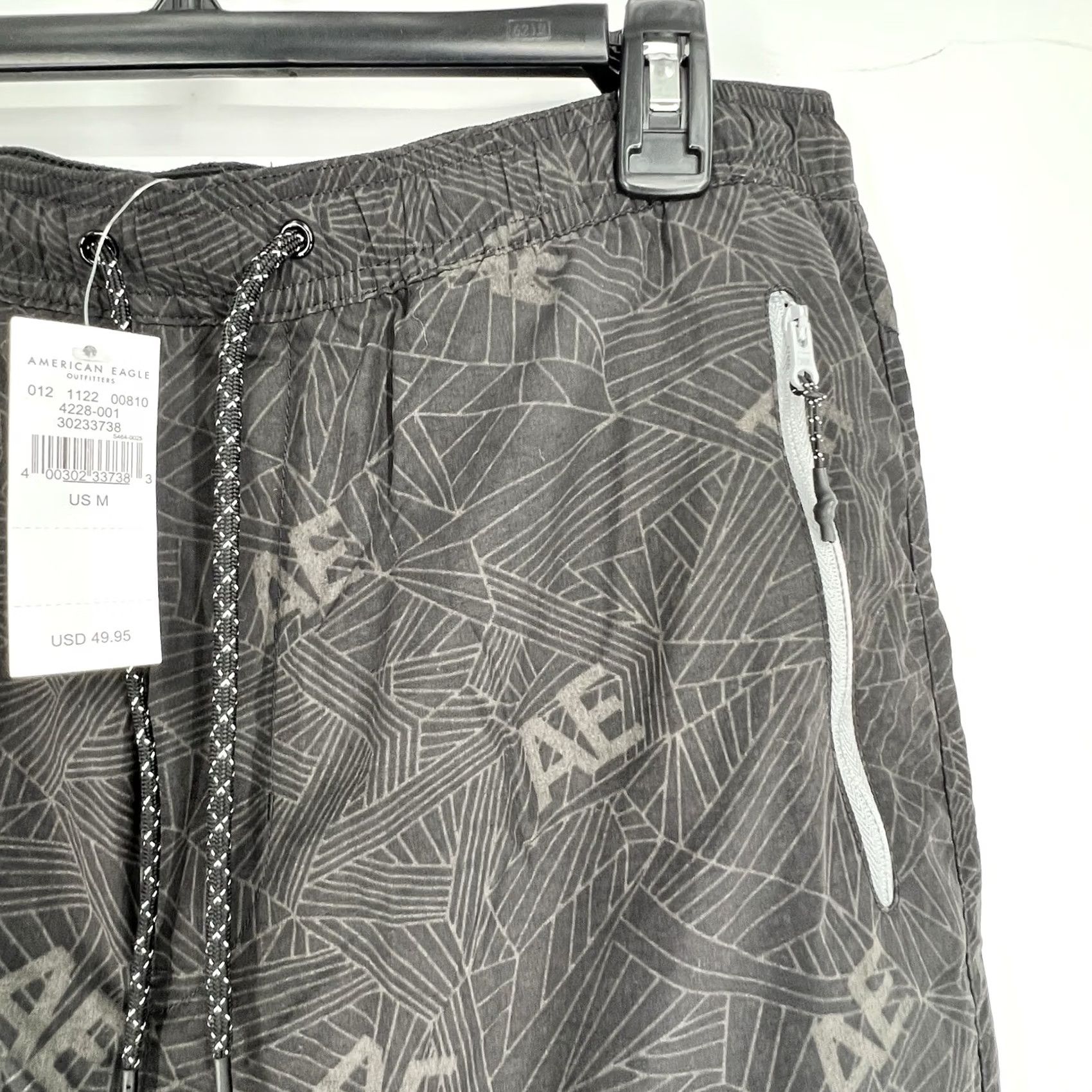 American Eagle Outfitters AMERICAN EAGLE OUTFITTERS AE NYLON JOGGER PANTS Men Medium Tapered Black & Gray Drawstring Activewear Pants Size US 31 - 4 Thumbnail