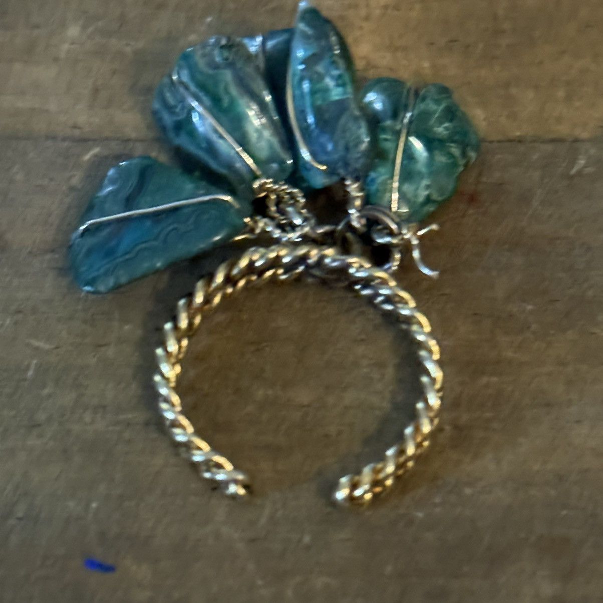 Vintage Vintage gold tone moss agate dangle cluster cuff ring Size ONE SIZE - 5 Thumbnail