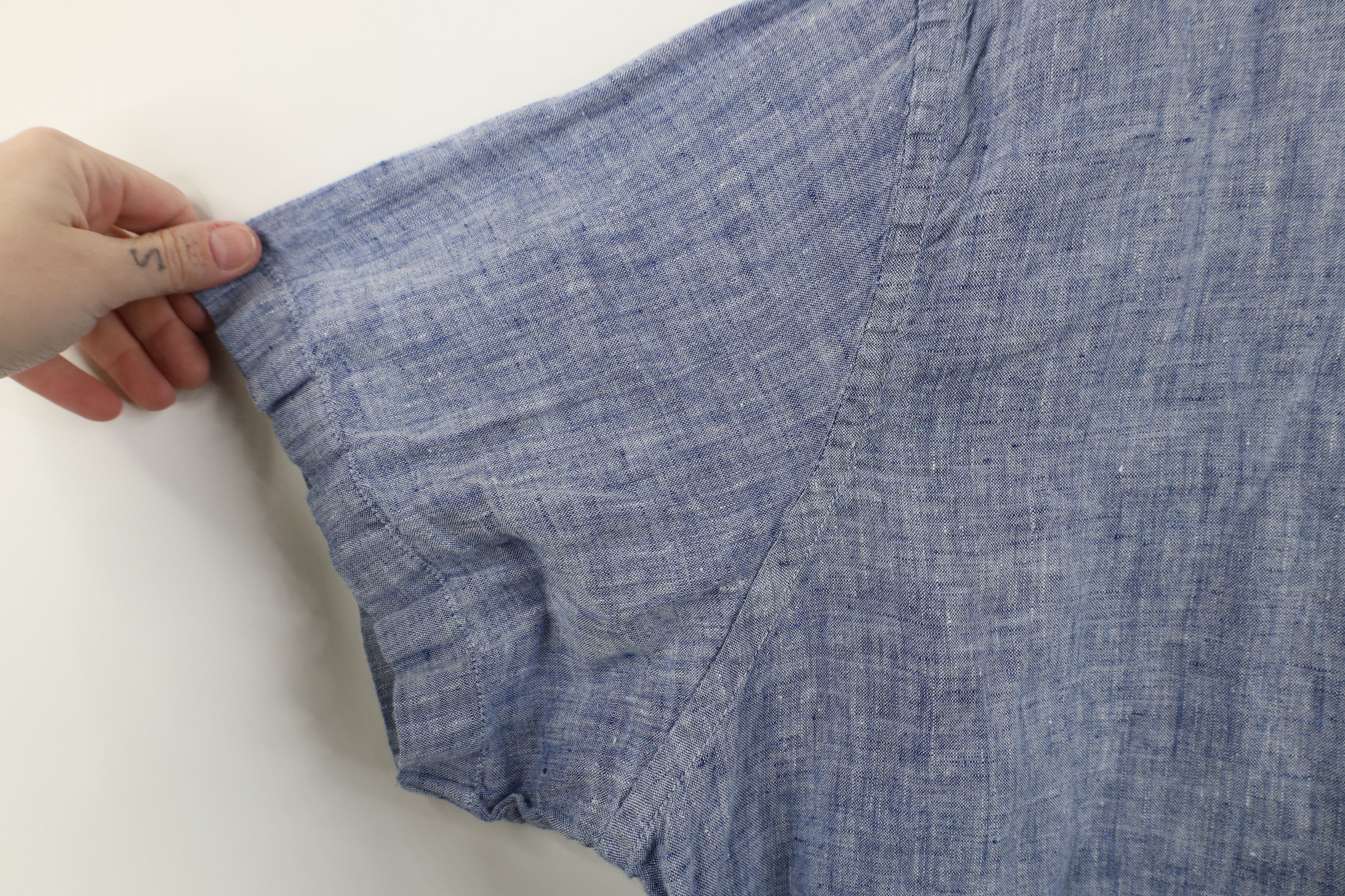 UNTUCKit Untuckit Chambray Linen Short Sleeve Collared Button Shirt Size US XL / EU 56 / 4 - 8 Thumbnail