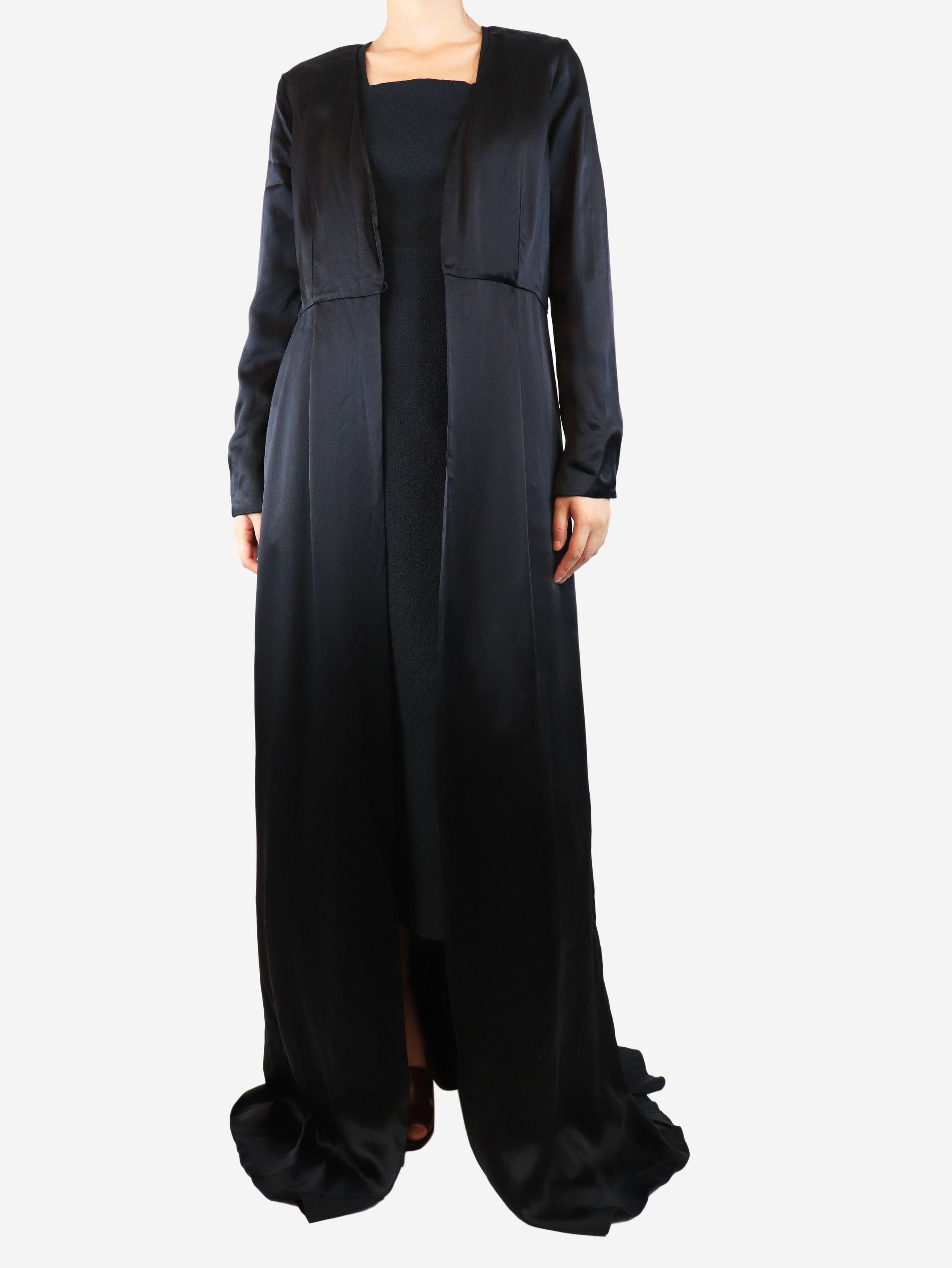 Black satin wrap maxi dress size UK 16