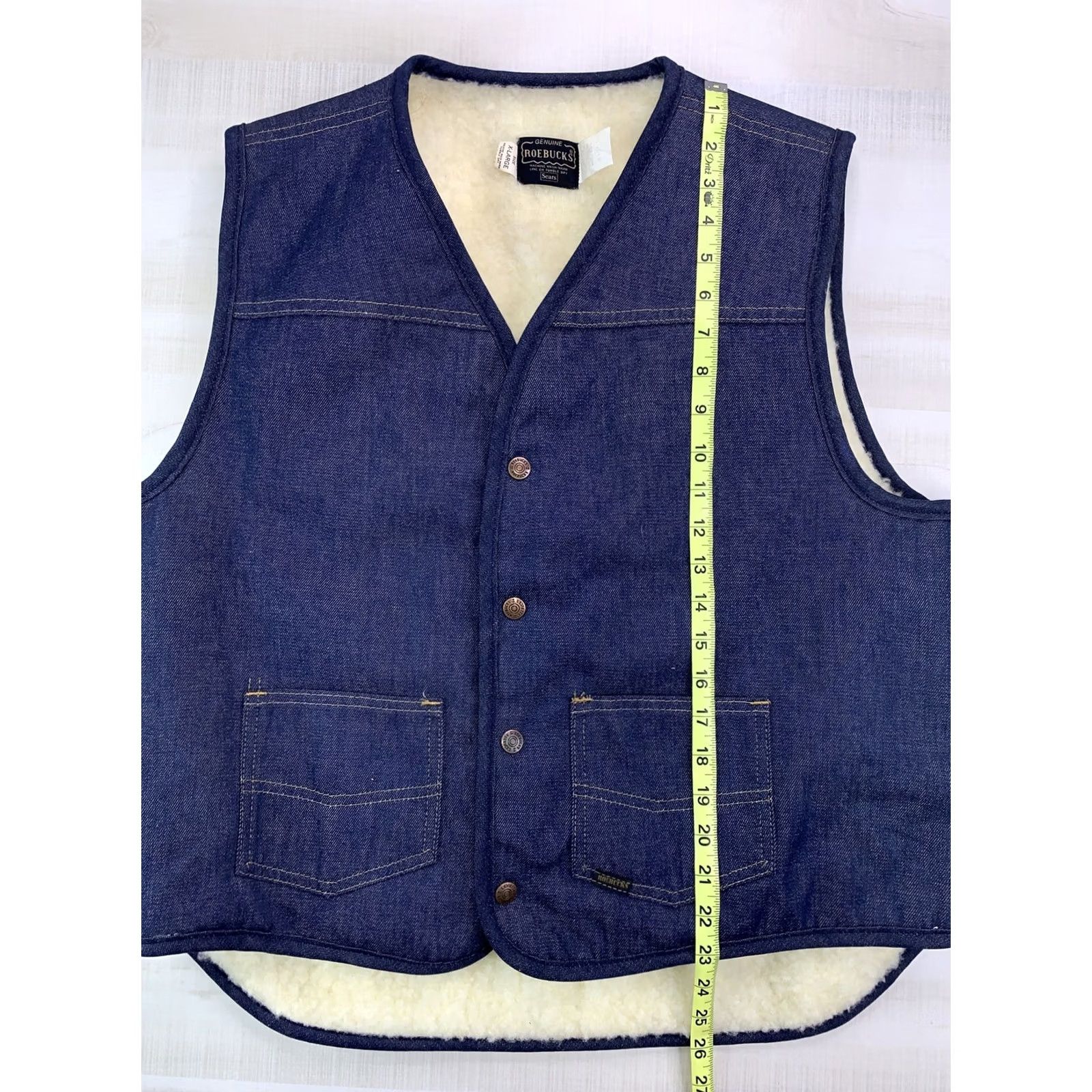 Sears VINTAGE Sears Roebucks Denim Vest Mens XL Faux Sherpa Lined Made in USA Size US XL / EU 56 / 4 - 6 Thumbnail