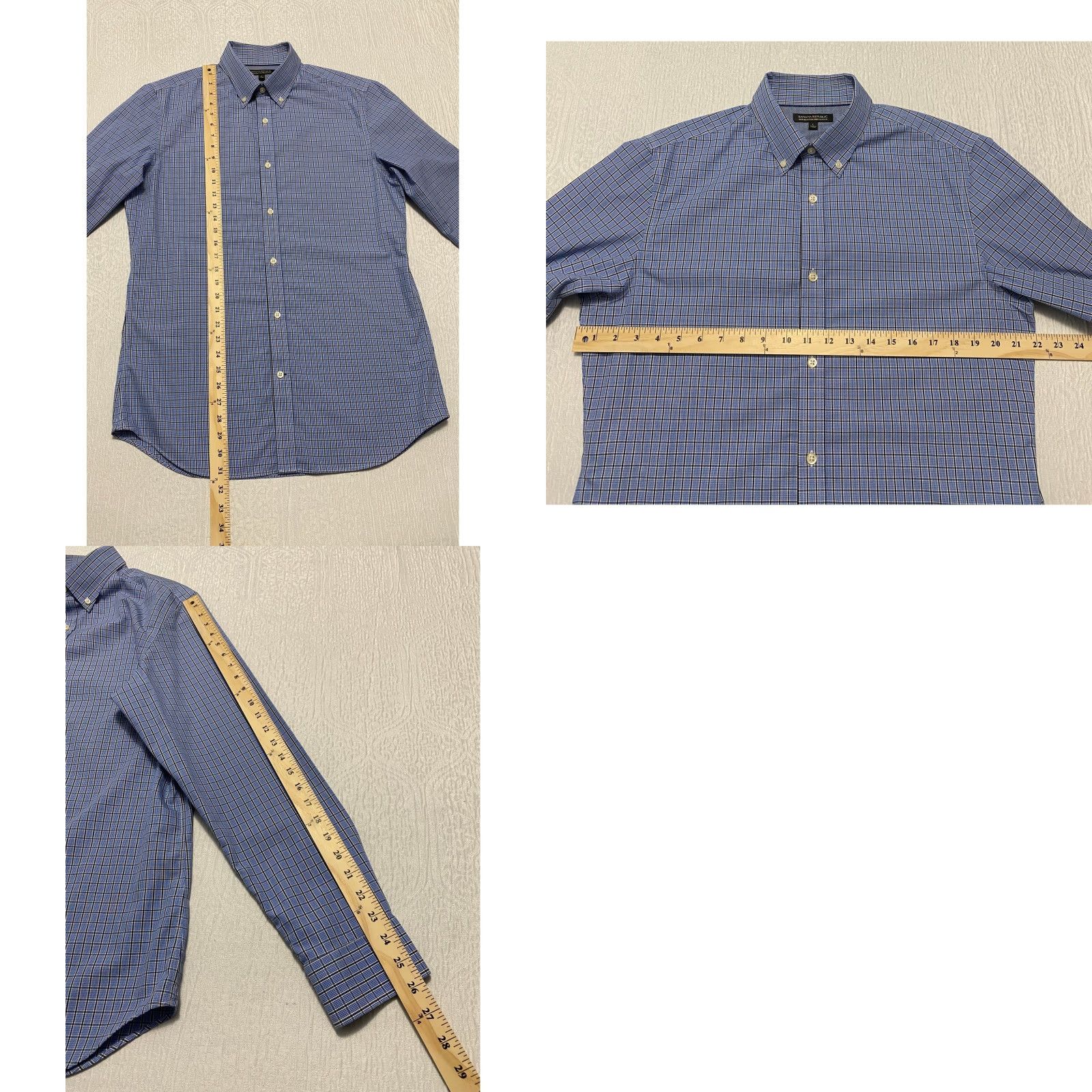 Banana Republic Banana Republic Shirt Dress Shirt Men L Blue Check Button-Down Slim Fit Casual, Business Size US L / EU 52-54 / 3 - 8 Thumbnail