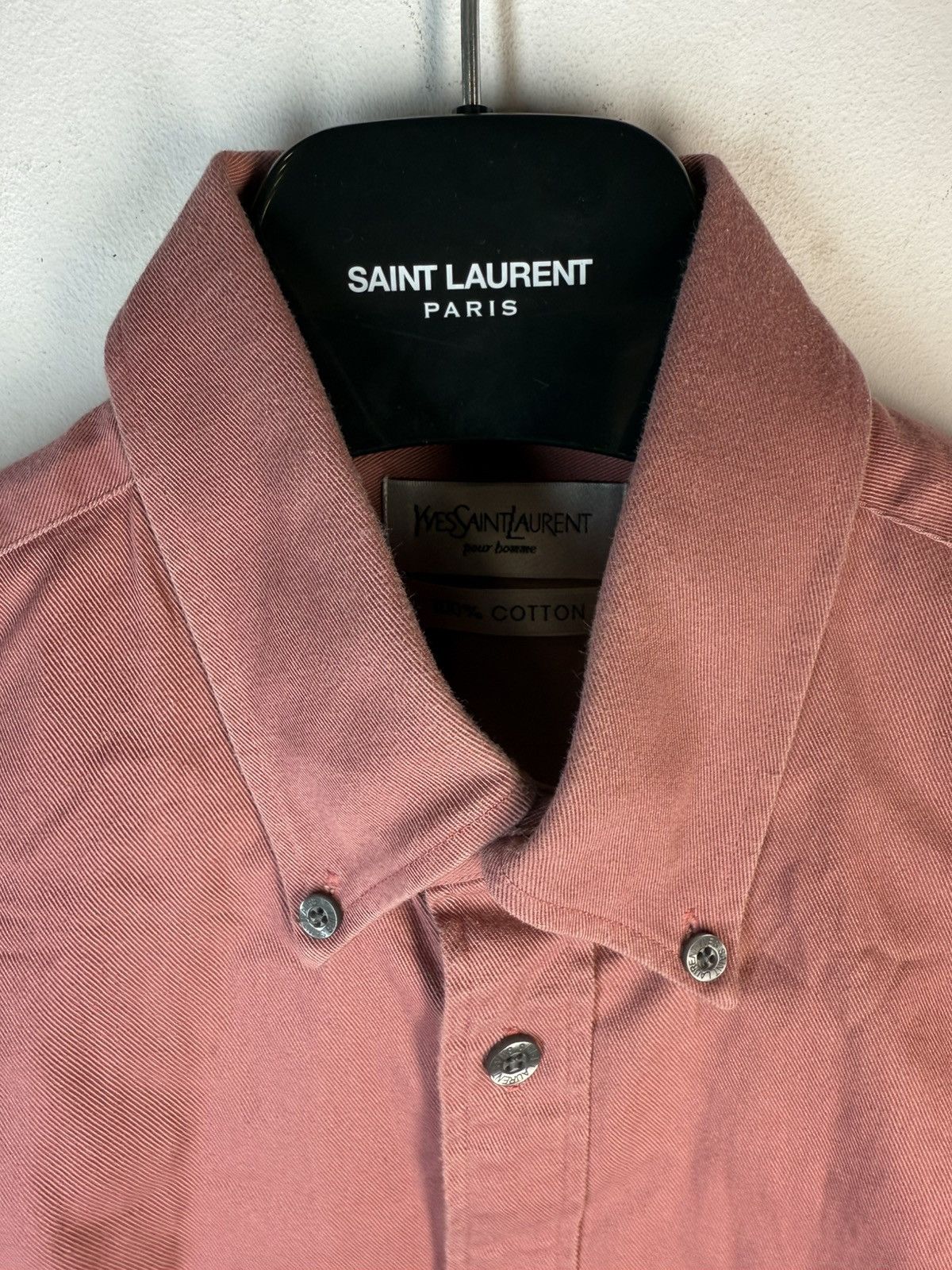 Yves Saint Laurent Pinky Heavy YSL Shirt Cotton Size US M / EU 48-50 / 2 - 11 Thumbnail