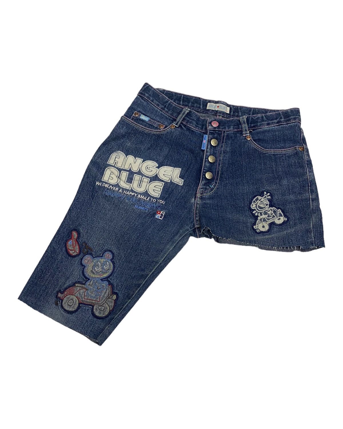 Angel Blue 🔥ANGEL BLUE☠️DISTRESSED CRAZY CUT DENIM SHORT JEANS Size 27" / US 4 / IT 40 - 5 Thumbnail