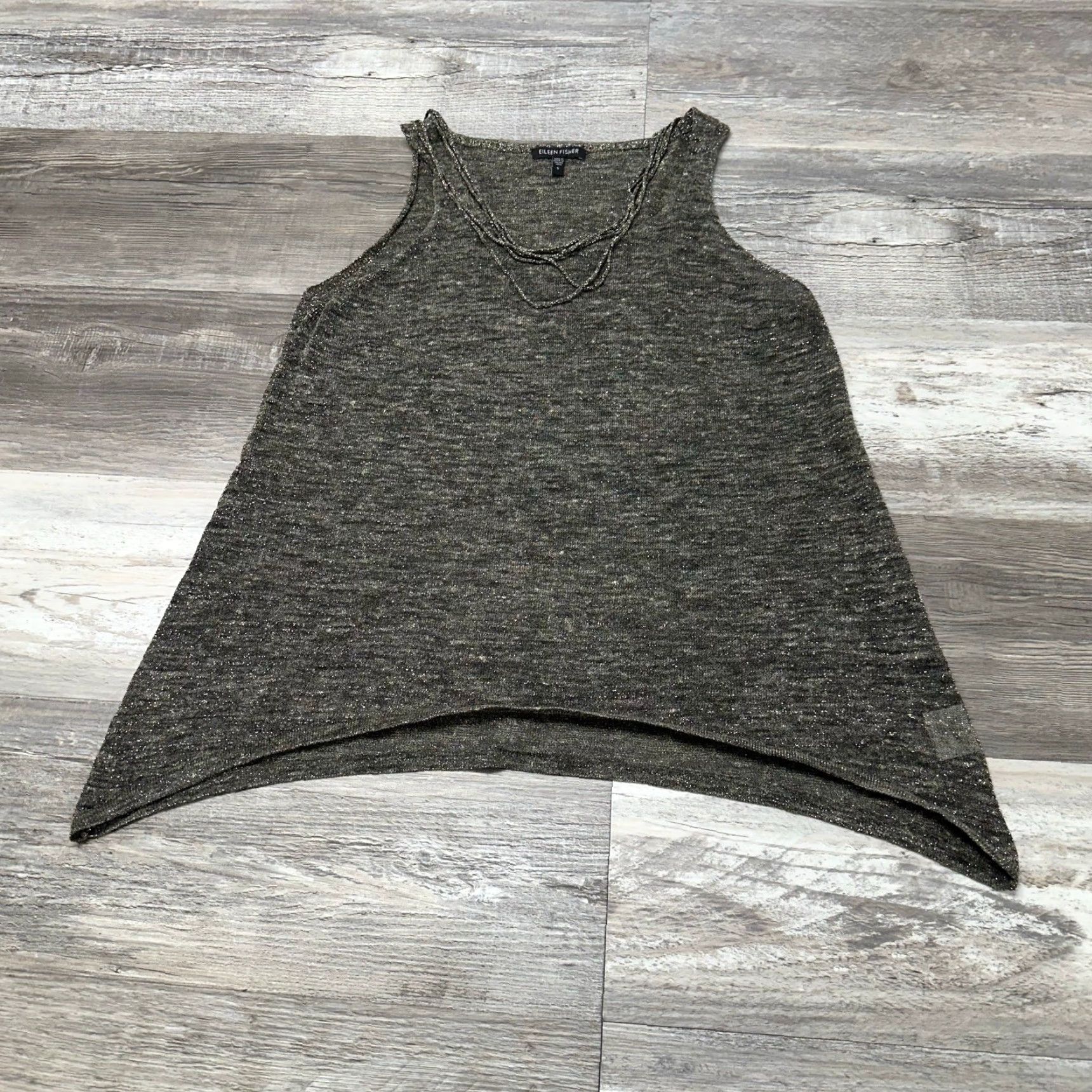 Eileen Fisher Eileen Fisher Tank Top Womens S Metallic Gold Shimmer Linen Blend Summer Jazzy Size S / US 4 / IT 40 - 2 Thumbnail