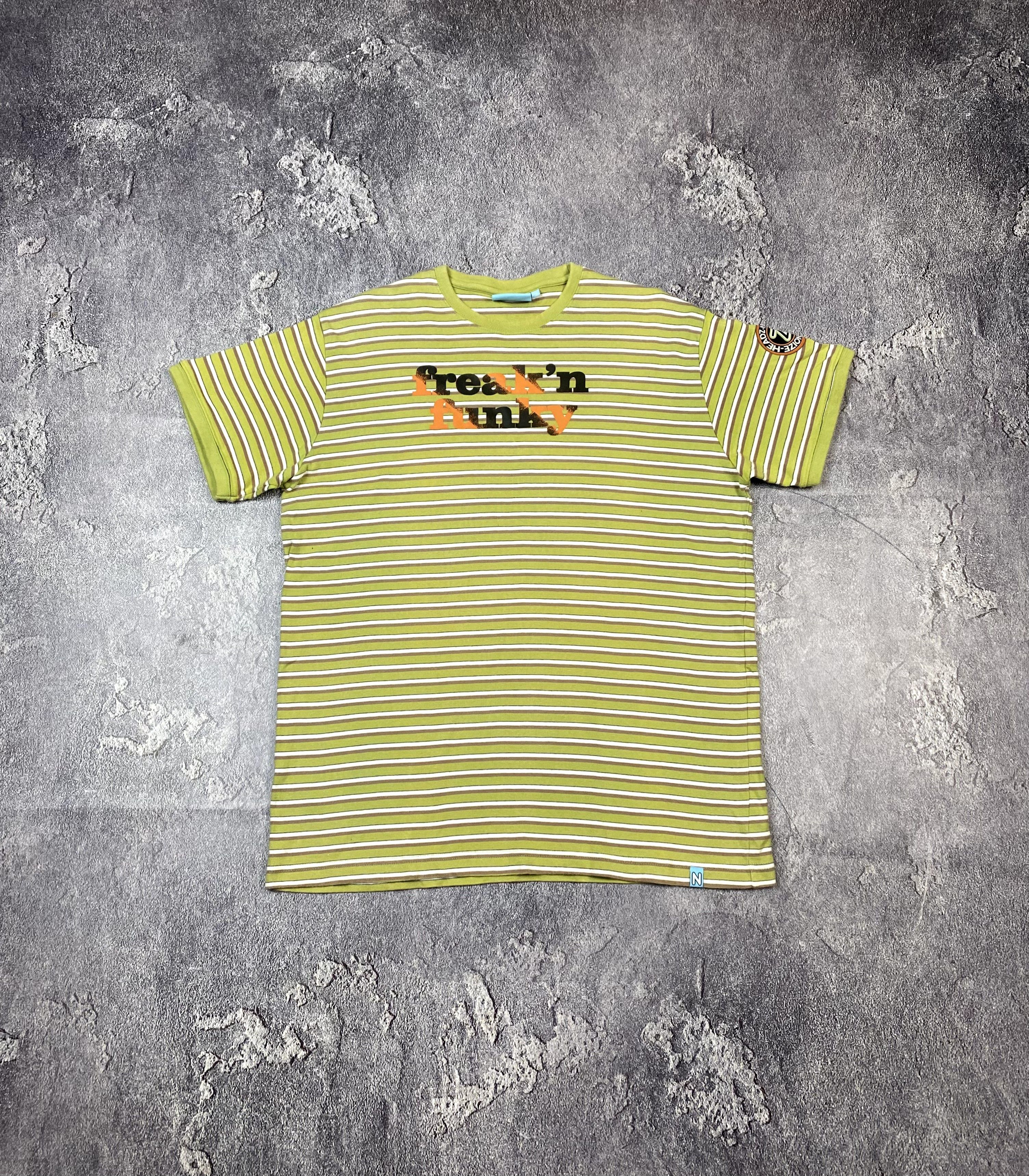 Beauty Beast × If Six Was Nine Y2K Freak`n Funky Stripe Green T-shirt Vintage 00s Size US XL / EU 56 / 4 - 1 Thumbnail