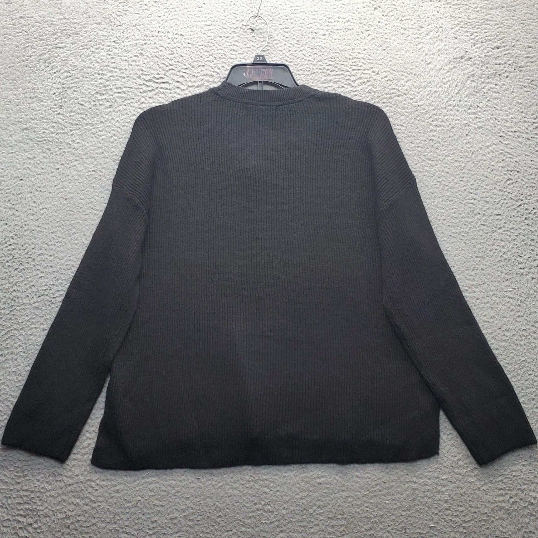Vintage And Now This Womens Medium Black Ribbed Crew Neck Pullover Sweater - Side Slit - Knit - Casual Womens Size M - Long Sleeve - Polyester - NWT Size M / US 6-8 / IT 42-44 - 2 Thumbnail