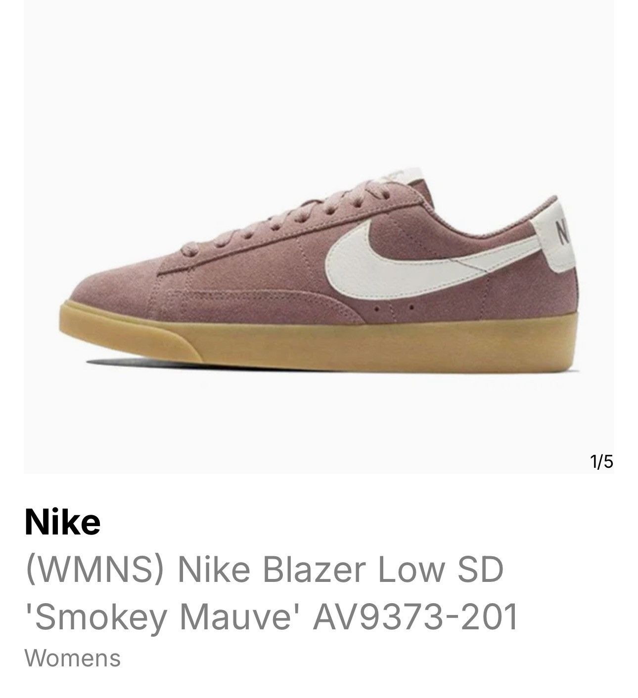 Nike Nike Women’s Nike Blazer Low SD 'Smokey Mauve' Size US 8.5 / IT 38.5 - 5 Thumbnail