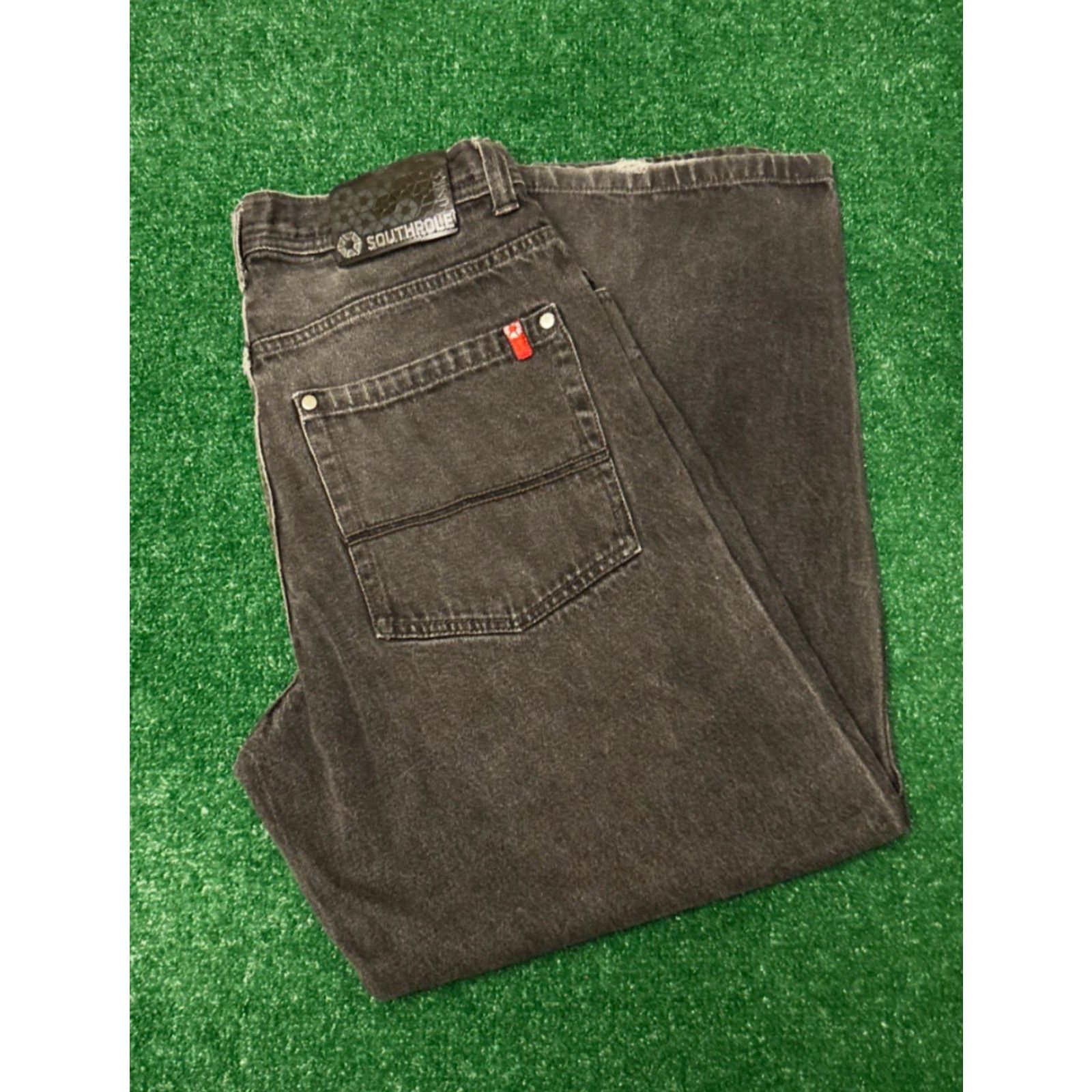 Southpole VINTAGE SouthPole Jeans Baggy Hip Hop Skater Grunge VTG Mens 34 Red Tab 34x30 Denim Black Wide-Leg Pockets Jeans Mens Size US 34 / EU 50 - 5 Thumbnail