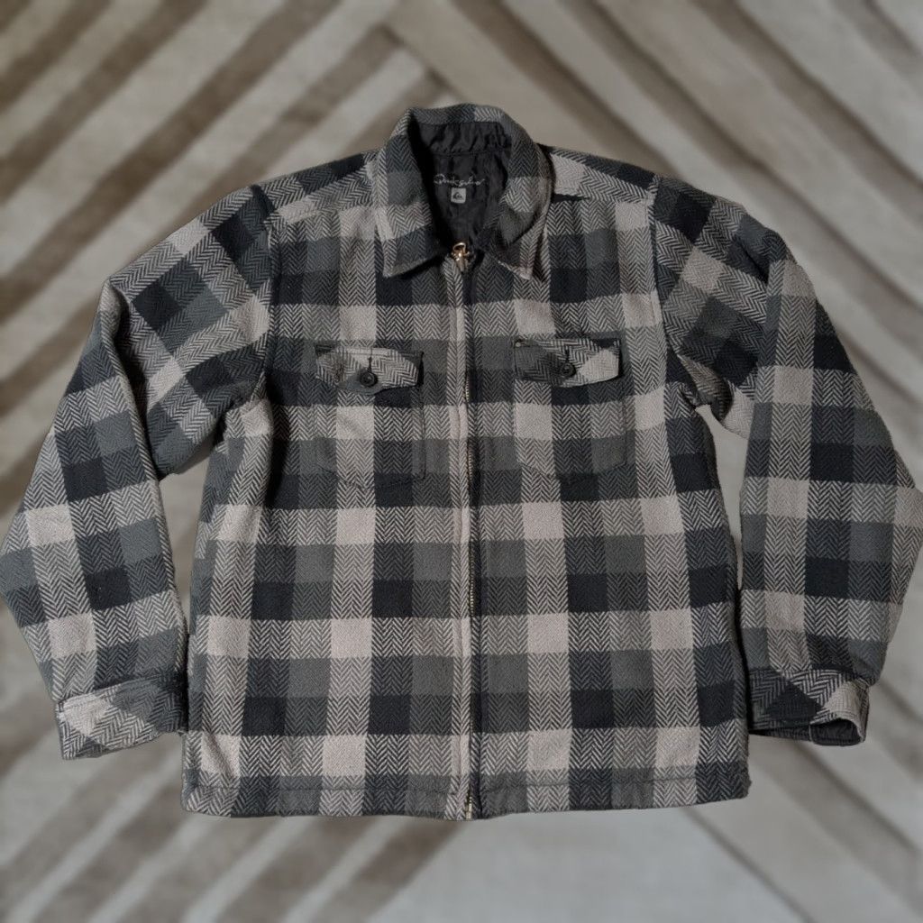 Quiksilver VINTAGE QUICKSILVER Men Reversible Plaid + Solid Jacket XL Black Gray Windbreaker Regular Size XL Men Womens Debatable Size US XL / EU 56 / 4 - 1 Thumbnail