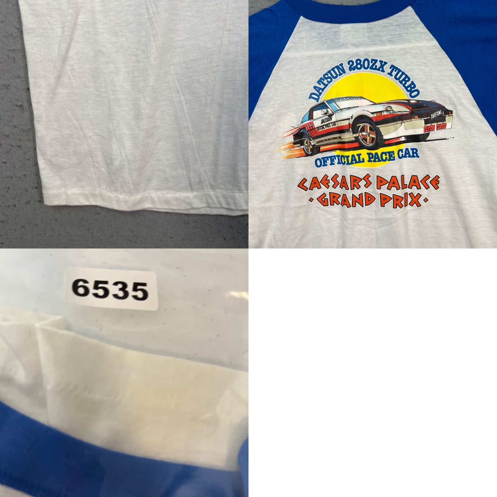 Hanes VINTAGE 1982 Caesars Palace Grand Prix Datsun 280ZX Turbo Pace Car T Shirt Medium Mens White Hanes Cotton Blend Crew Neck Short Sleeve Shirt Size US M / EU 48-50 / 2 - 8 Thumbnail