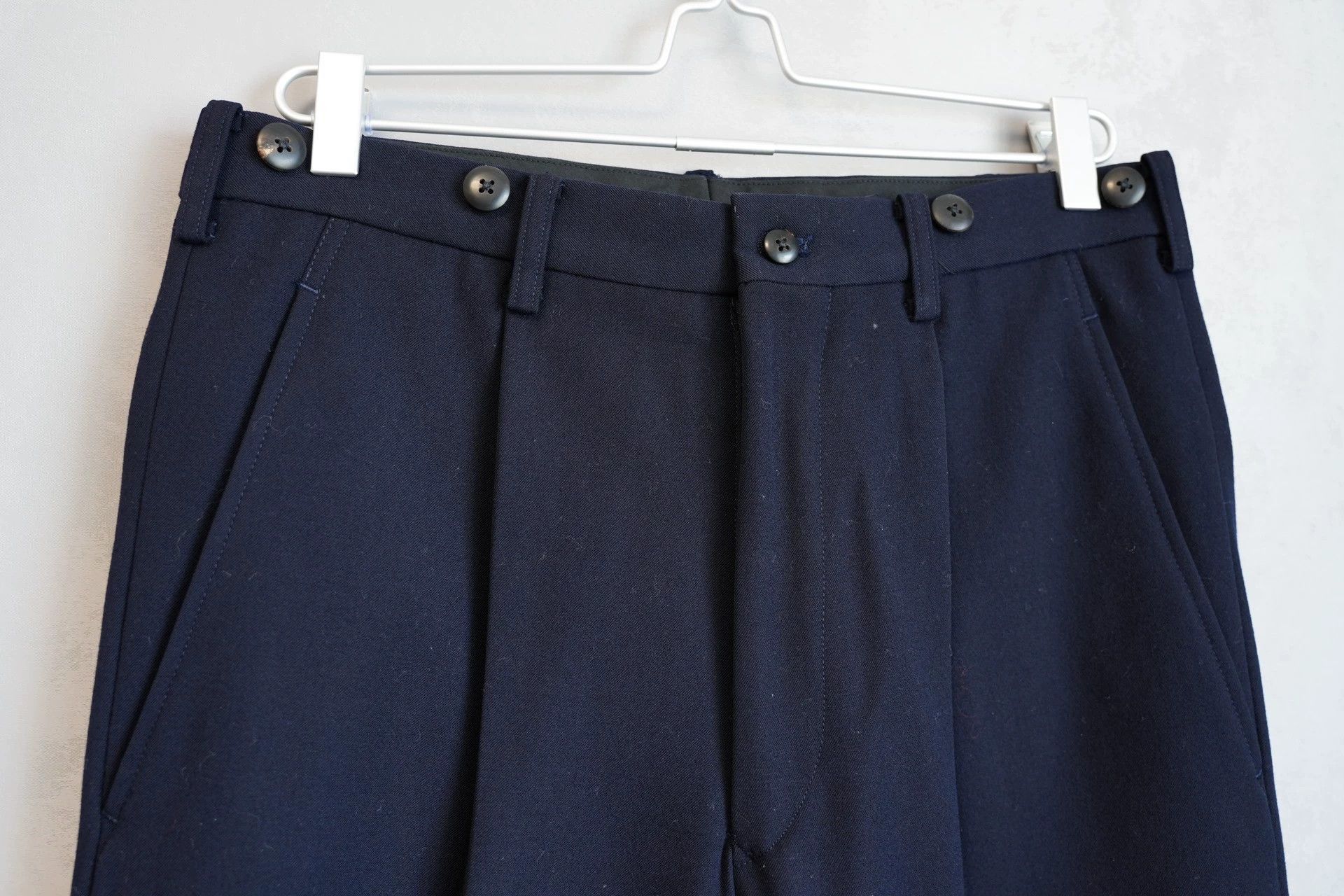 Yohji Yamamoto Yohji Yamamoto 88AW Navy Straight Wool Trousers S Size US 29 - 3 Thumbnail