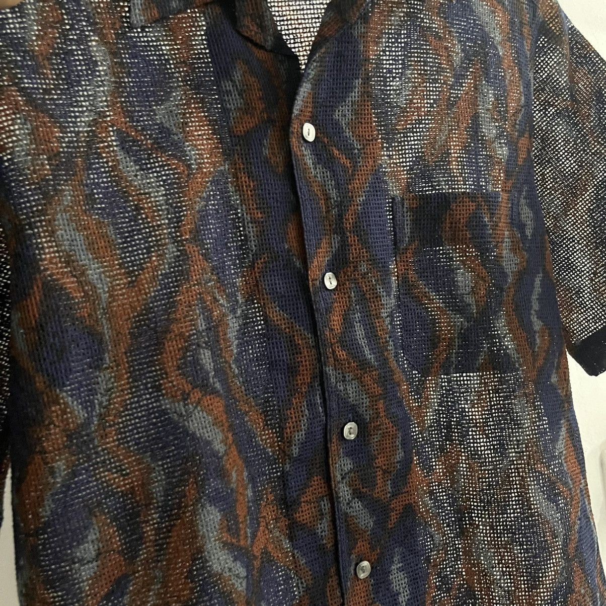 Issey Miyake Llveire - Mesh Patterned Button Up Shirt Size US M / EU 48-50 / 2 - 6 Thumbnail
