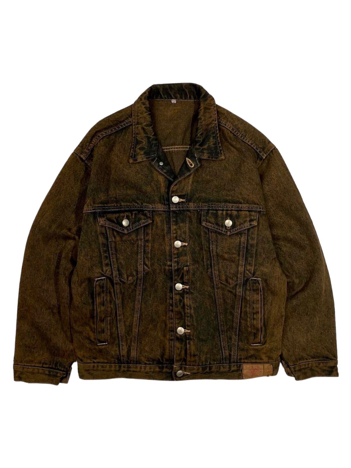 Pre-owned 14th Addiction X If Six Was Nine 1990s Hell Majors - Mud Wash Oversized Denim Jacket (size Large)