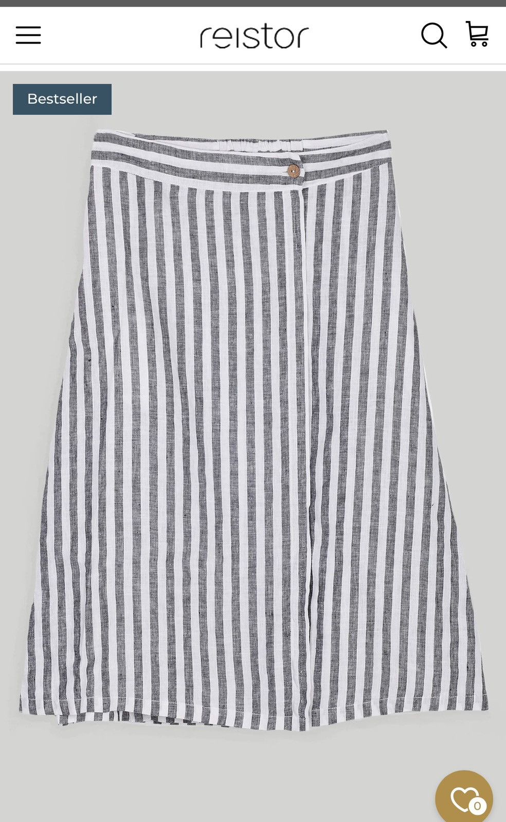 Vintage Reistor Overlap Midi Skirt in Linen Stripes Size 36" / US 14 / IT 50 - 1 Thumbnail