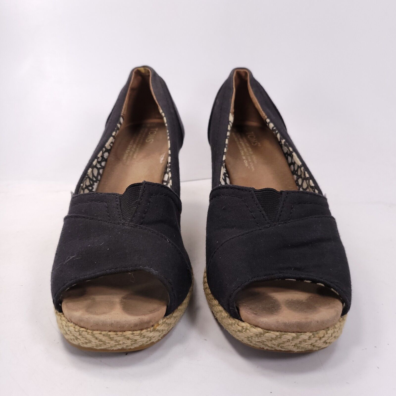 Toms Toms Casual Wedge Heel Sandal Womens Size 8.5 Black Beige Size US 8.5 / IT 38.5 - 2 Thumbnail
