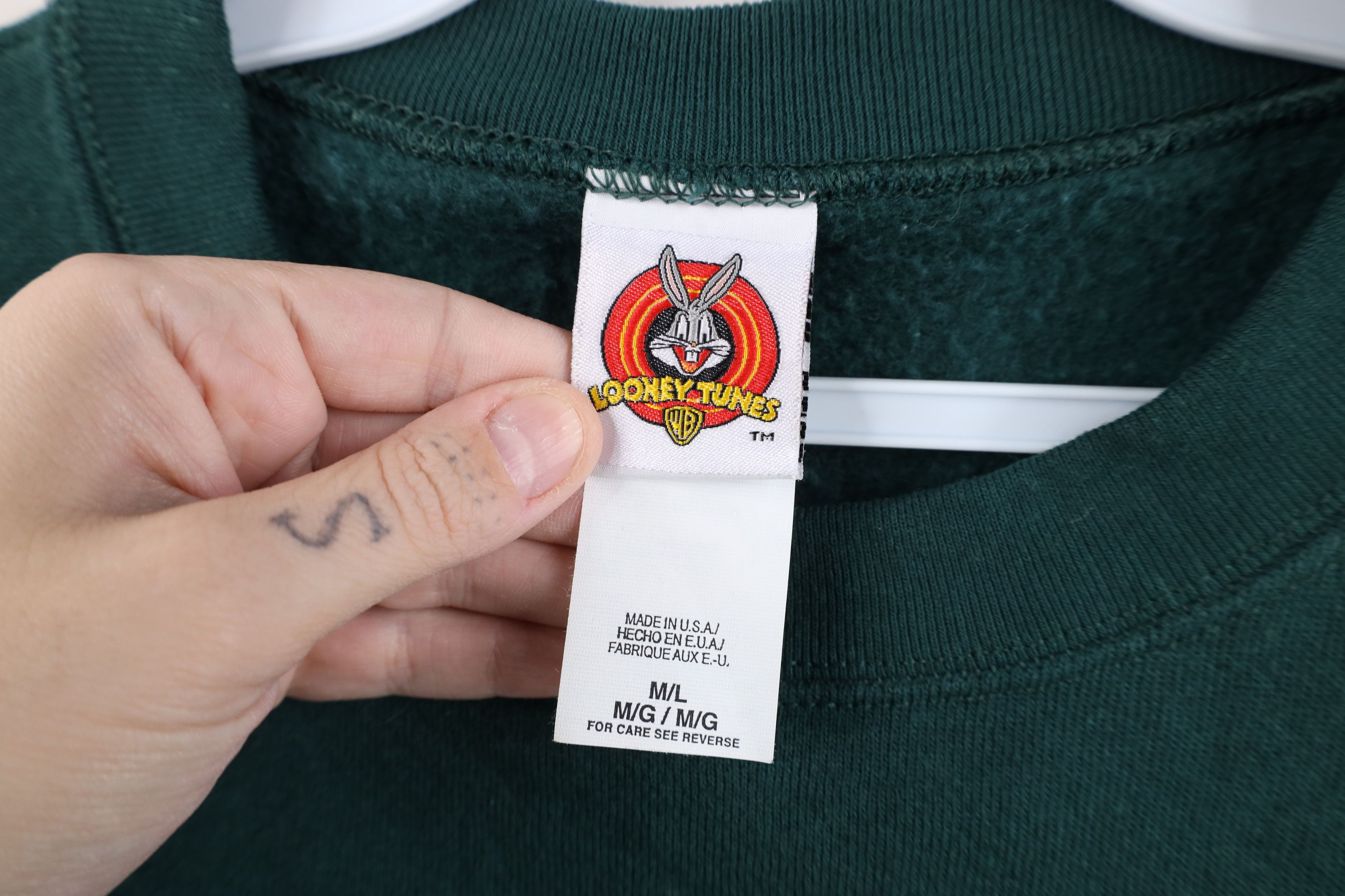 Vintage Vintage 90s Looney Tunes Blank Crewneck Sweatshirt Green USA Size M / US 6-8 / IT 42-44 - 5 Thumbnail