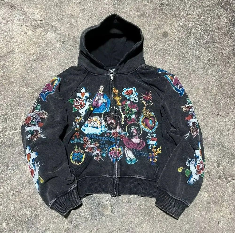 Japanese Brand × Vintage Casual y2k zipper loose hoodie for printed hip-hop pattern Size US L / EU 52-54 / 3 - 1 Thumbnail
