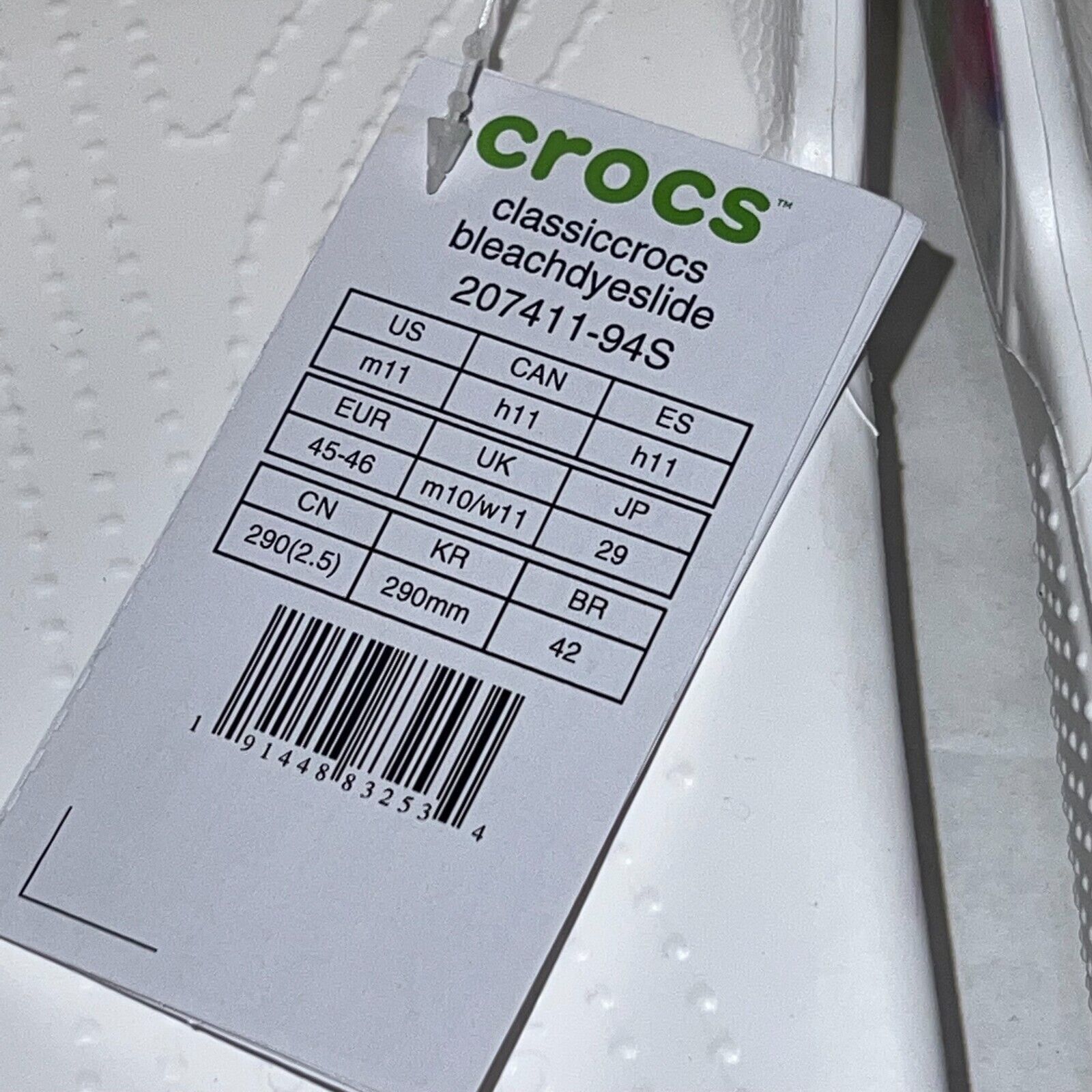 Crocs Crocs Classic Bleach Dye Slide Sandals White Size M11 Size US 11 / EU 44 - 11 Thumbnail
