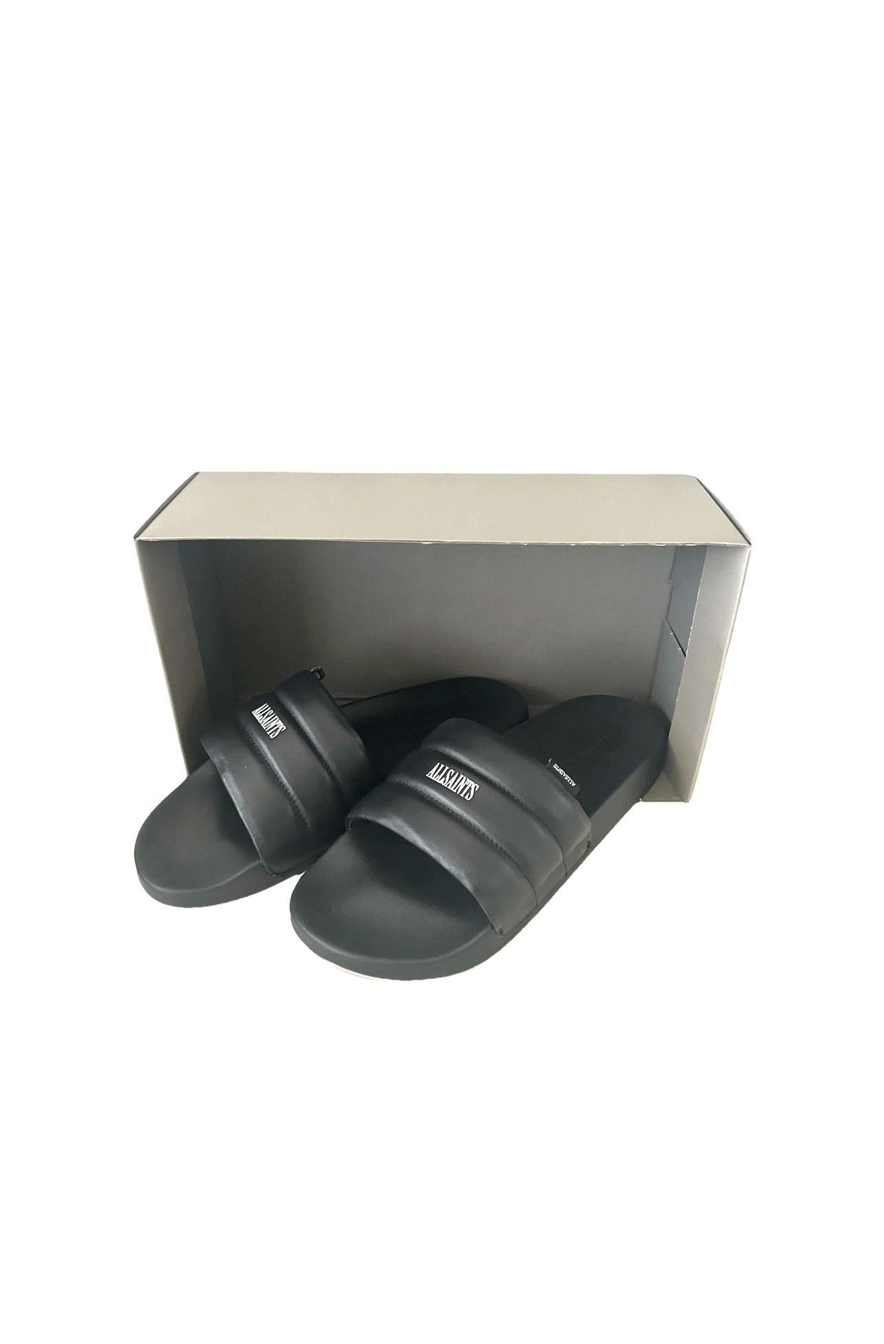 Allsaints NEW, ALLSAINTS SHELL LEATHER SLIDES / SANDALS Size US 12 / EU 45 - 9 Thumbnail