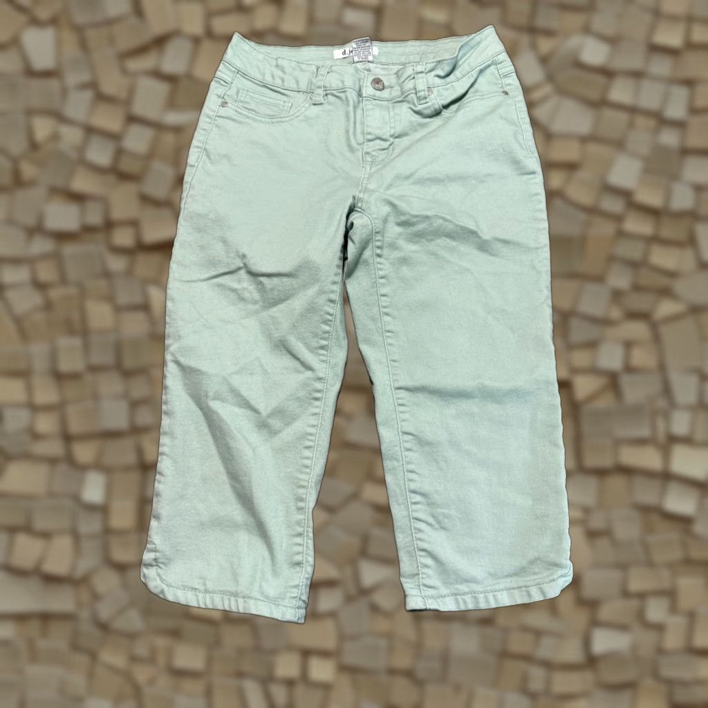 Vintage d. Jeans Women's Size 4 Green Capri Jeans Light Wash Pockets 5-Pocket Design Inseam 16 Regular Denim Cotton Vintage No N/A Size 27" / US 4 / IT 40 - 1 Thumbnail