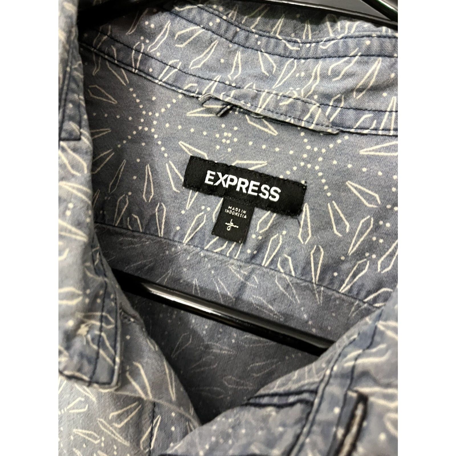 Express VINTAGE Express Button Shirt Men's Large Blue All Over Print Long Sleeve Pockets - Express Shirt Men L Blue All Seasons Casual Modern 90s Mens Size US L / EU 52-54 / 3 - 3 Thumbnail
