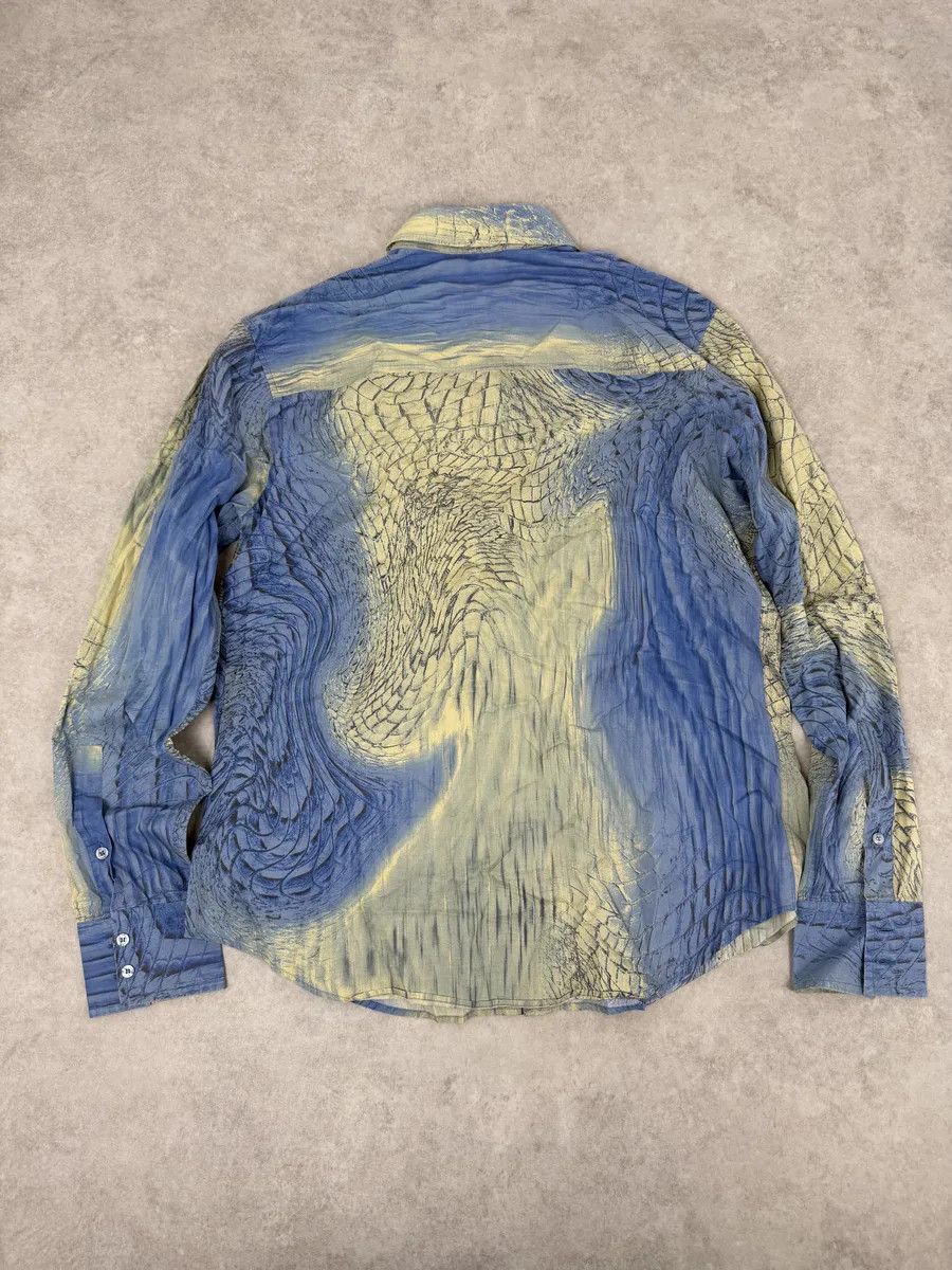 Just Cavalli SS2002 Cavalli Blue & Beige Crocodile Effect Shirt Size US L / EU 52-54 / 3 - 4 Thumbnail